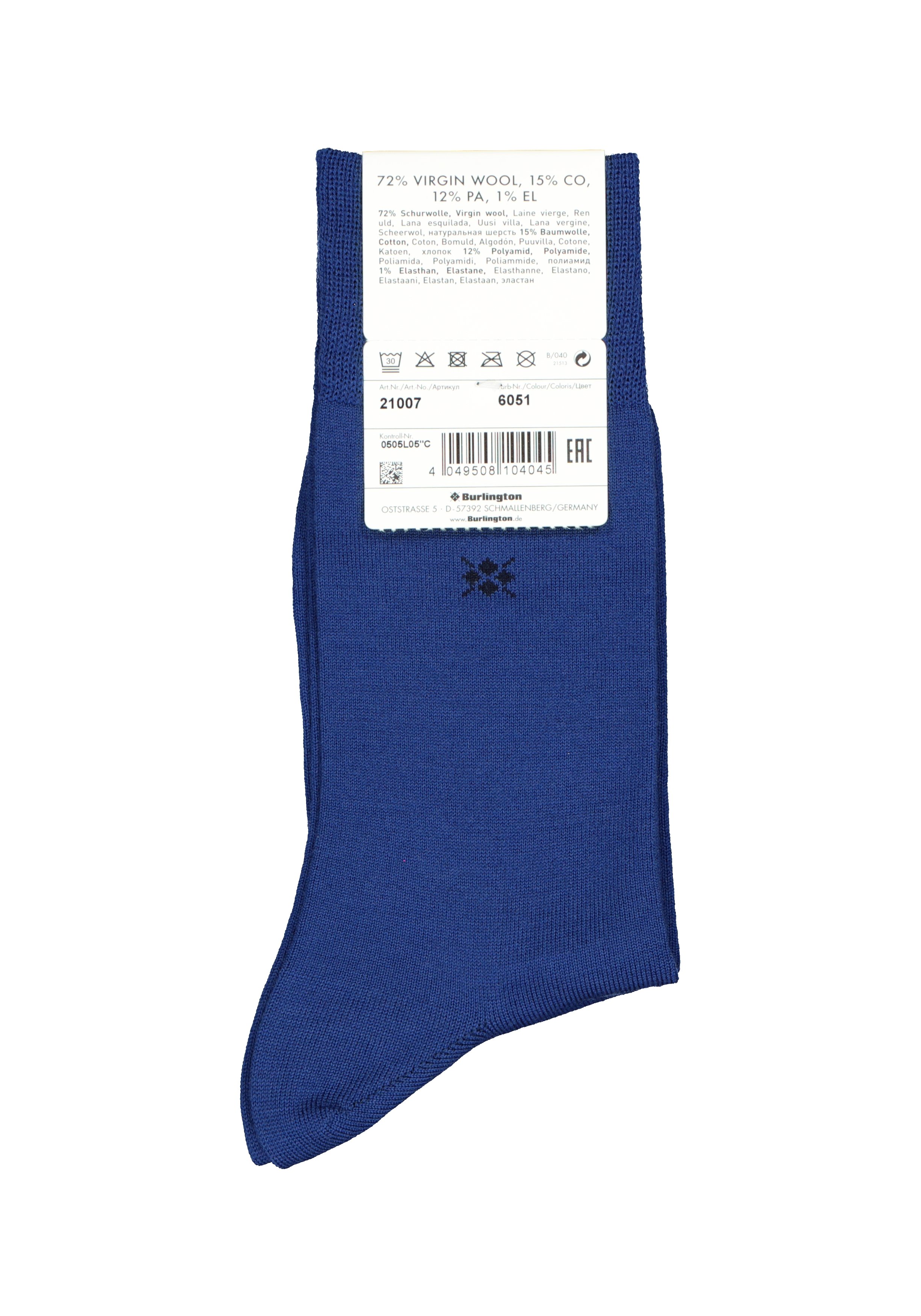 Burlington Leeds herensokken, wol, royal blue