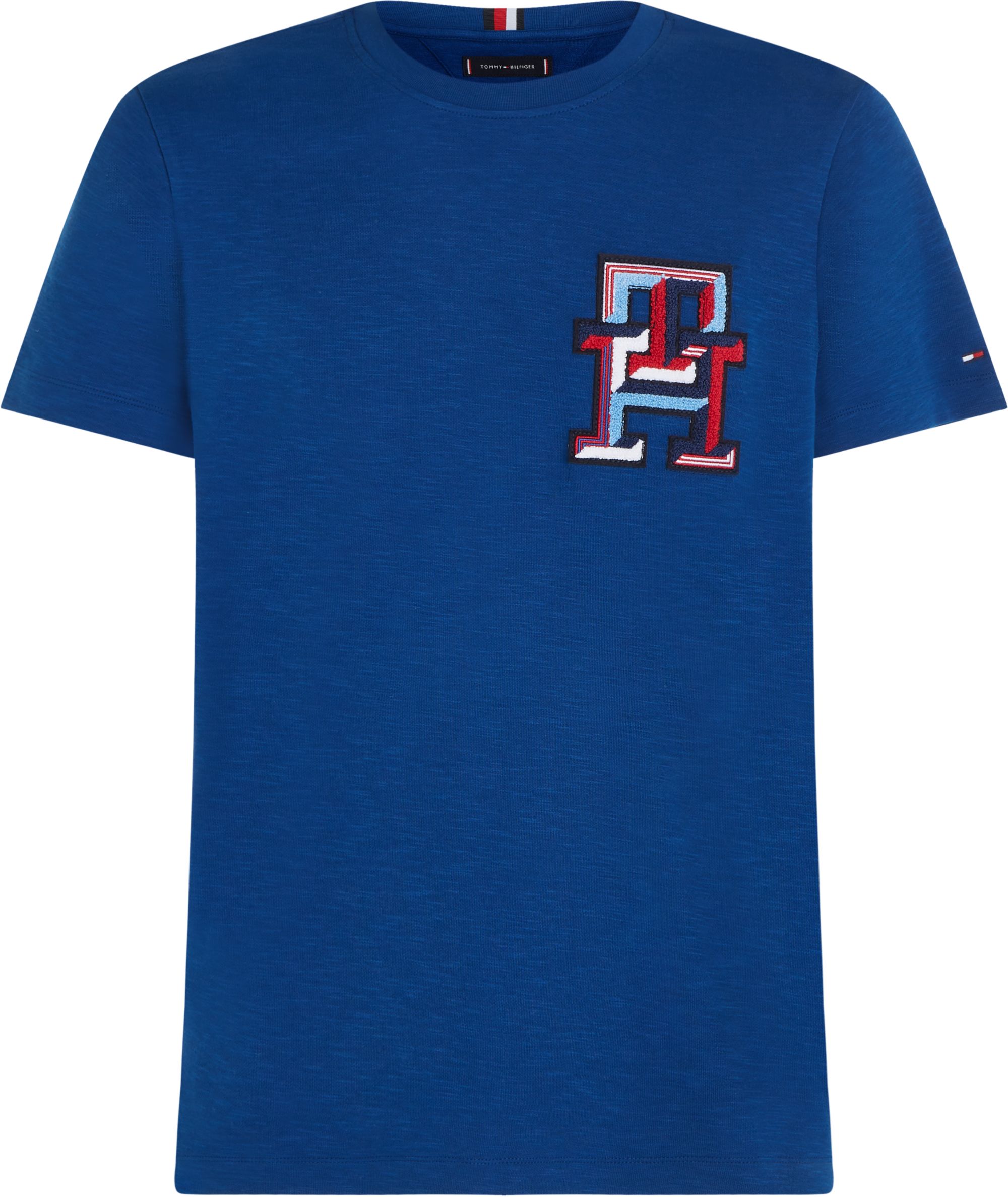 Tommy Hilfiger Monogram Badge Tee, heren T-shirt korte mouw O-hals, donker kobaltblauw