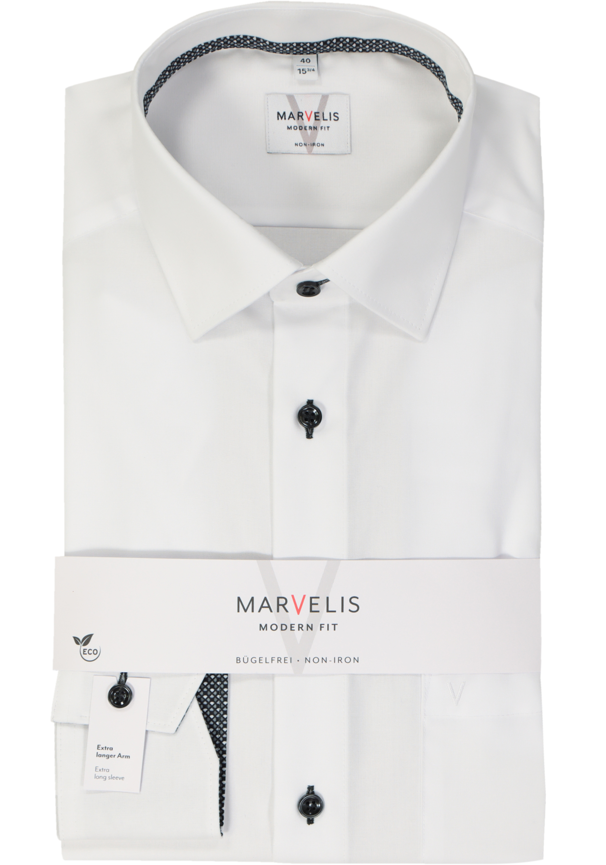 MARVELIS modern fit overhemd, mouwlengte 7, popeline, wit