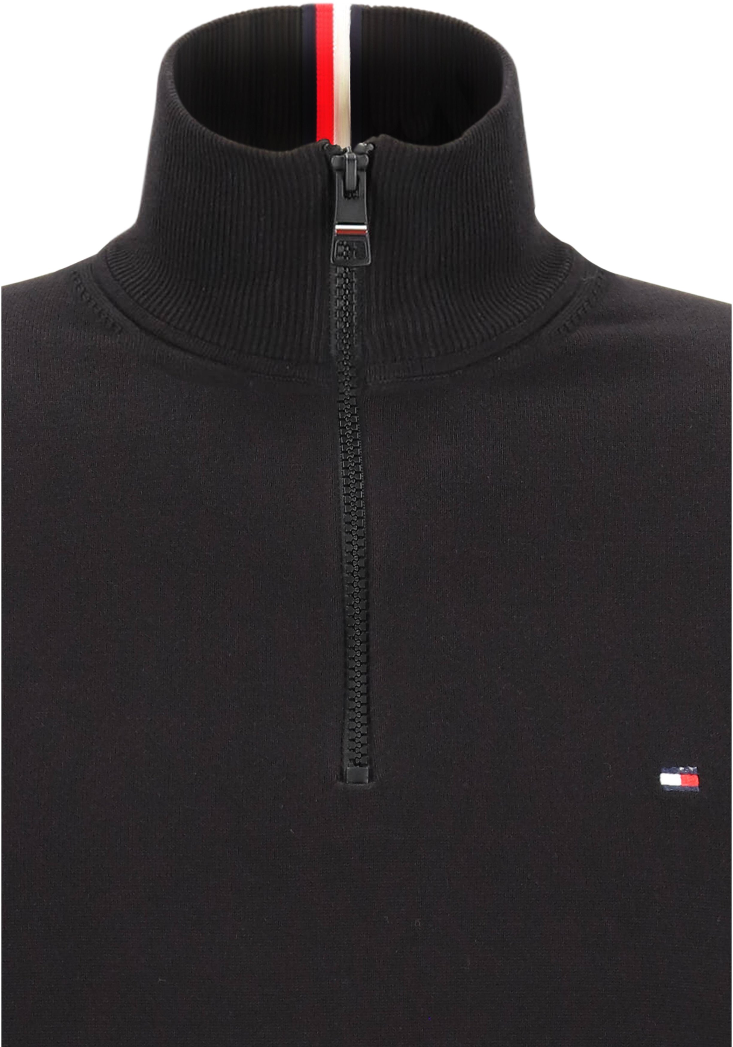 Tommy Hilfiger schipperstrui katoen, 1985 zip mock, zwart (Black)