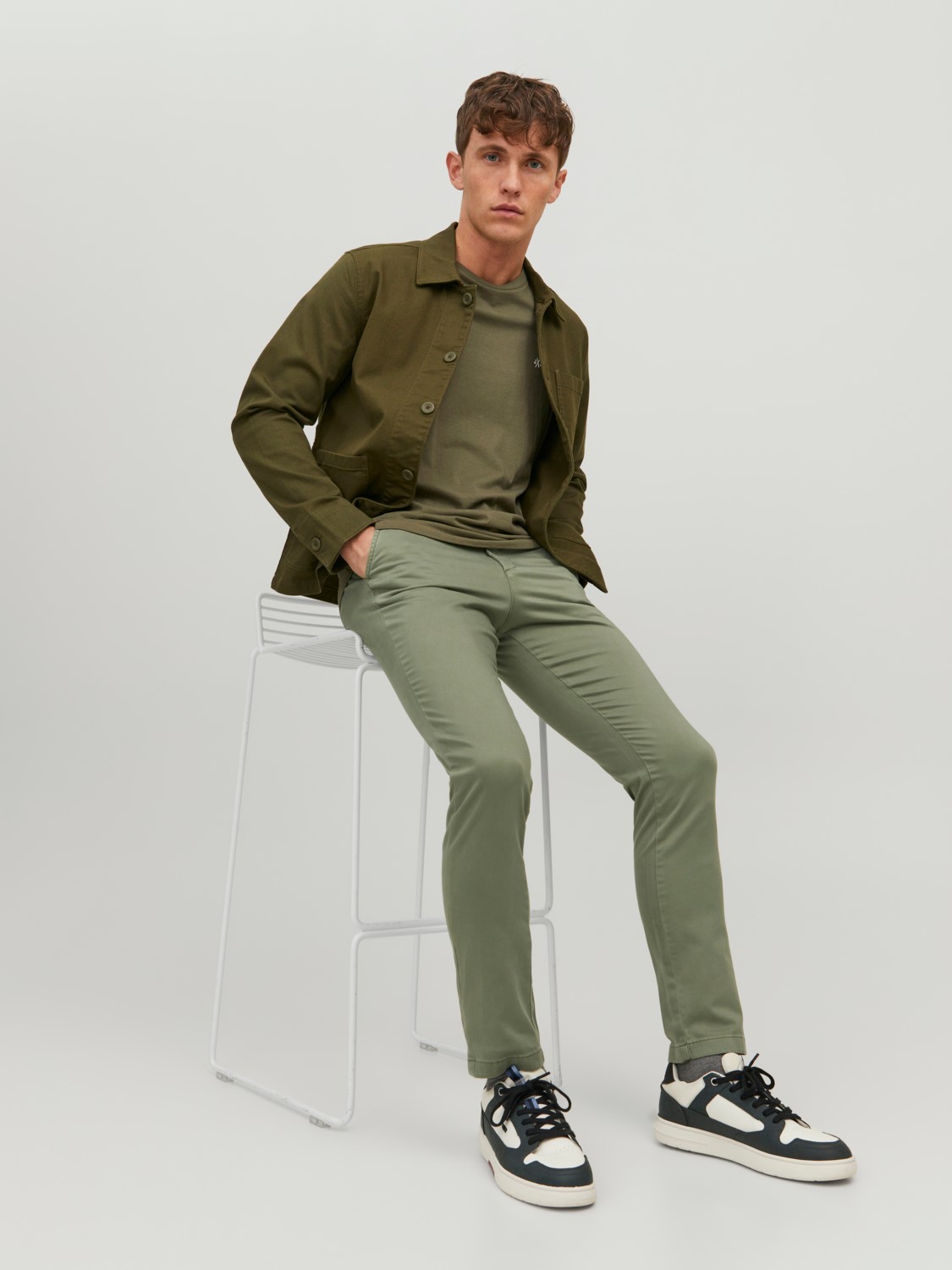 JACK & JONES Marco Bowie slim fit, heren chino, olijfgroen