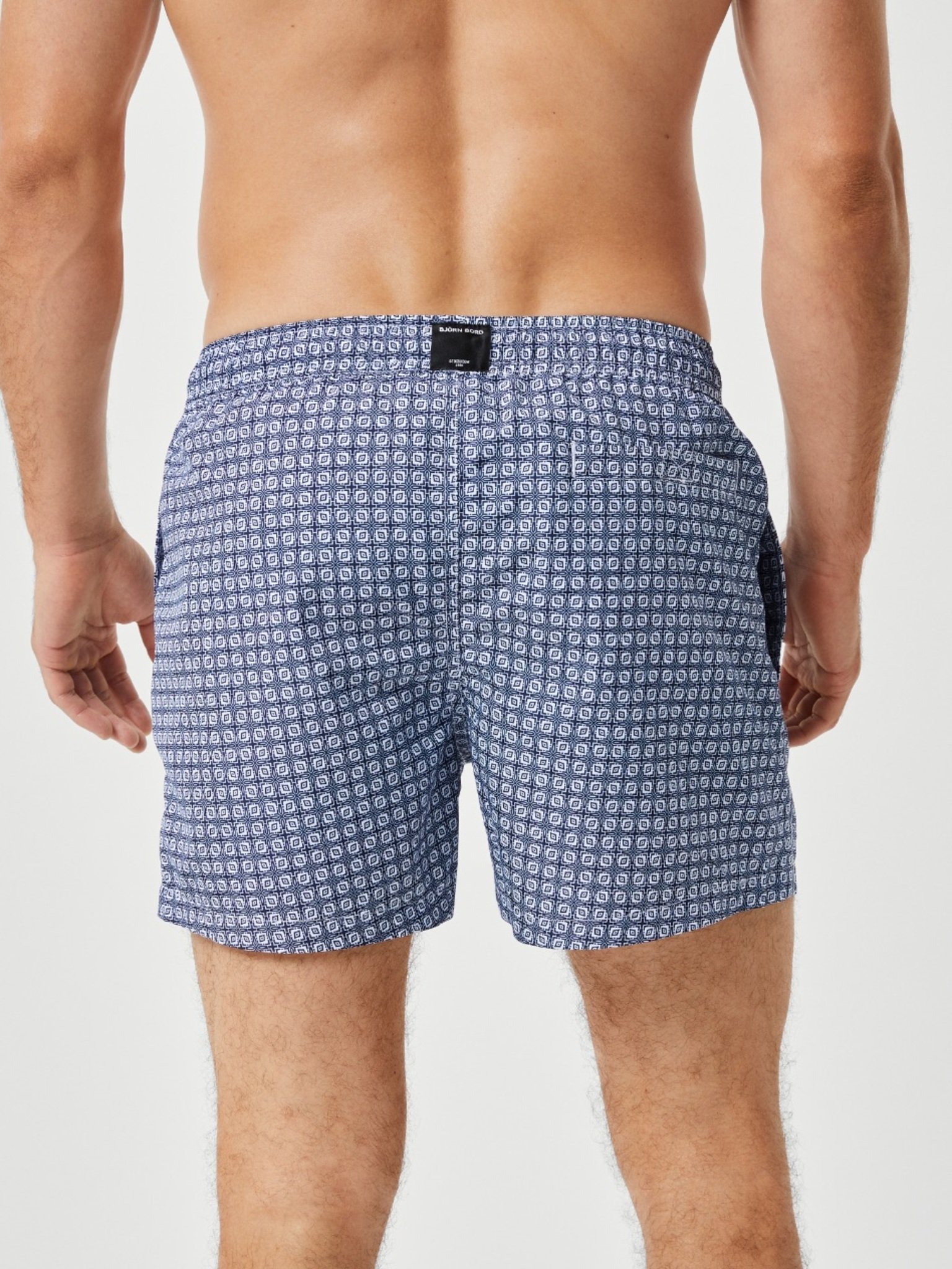 Bjorn Borg Print Swim Shorts, heren zwembroek, blauw met wit dessin