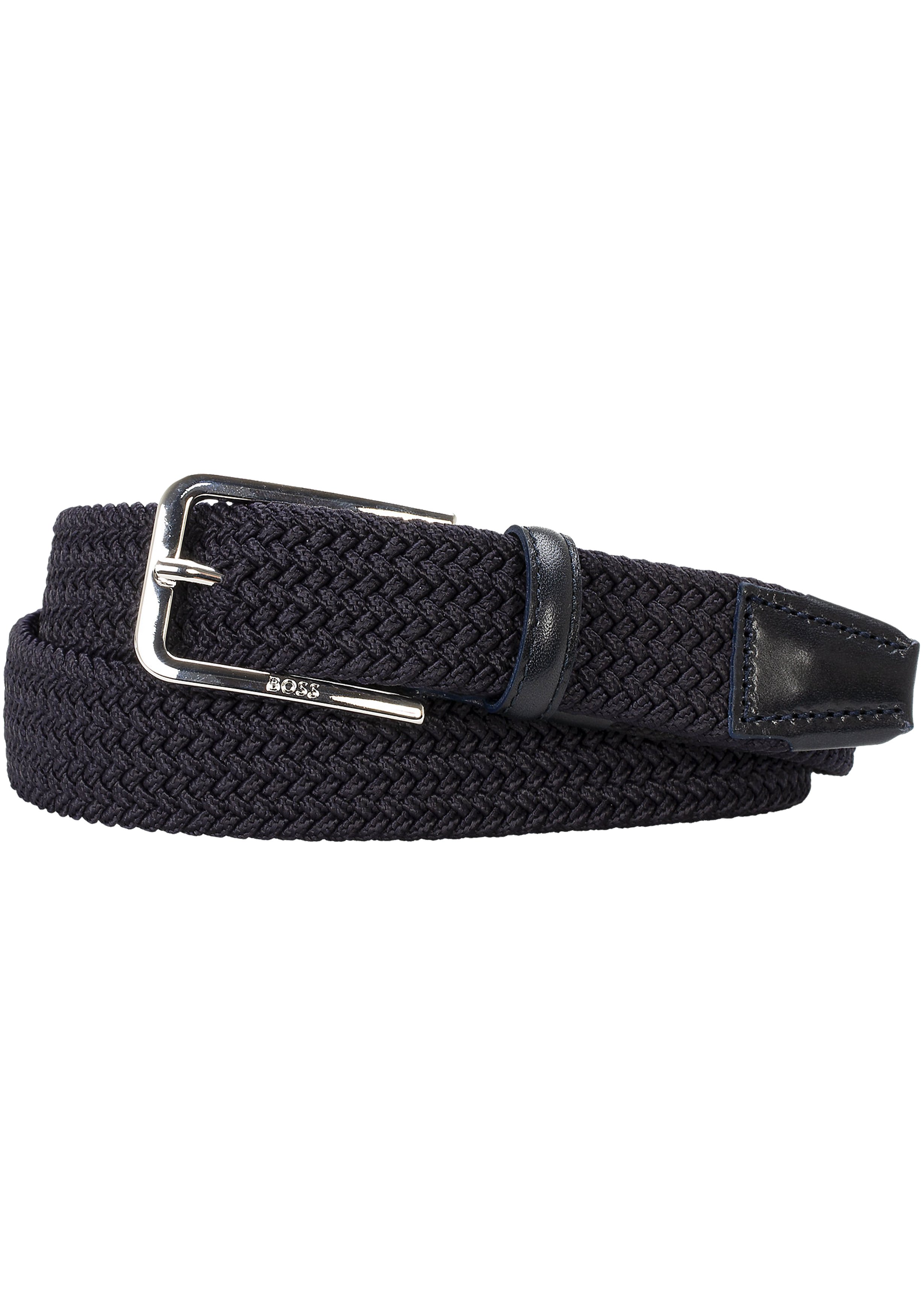 BOSS leren heren riem, navy blauw