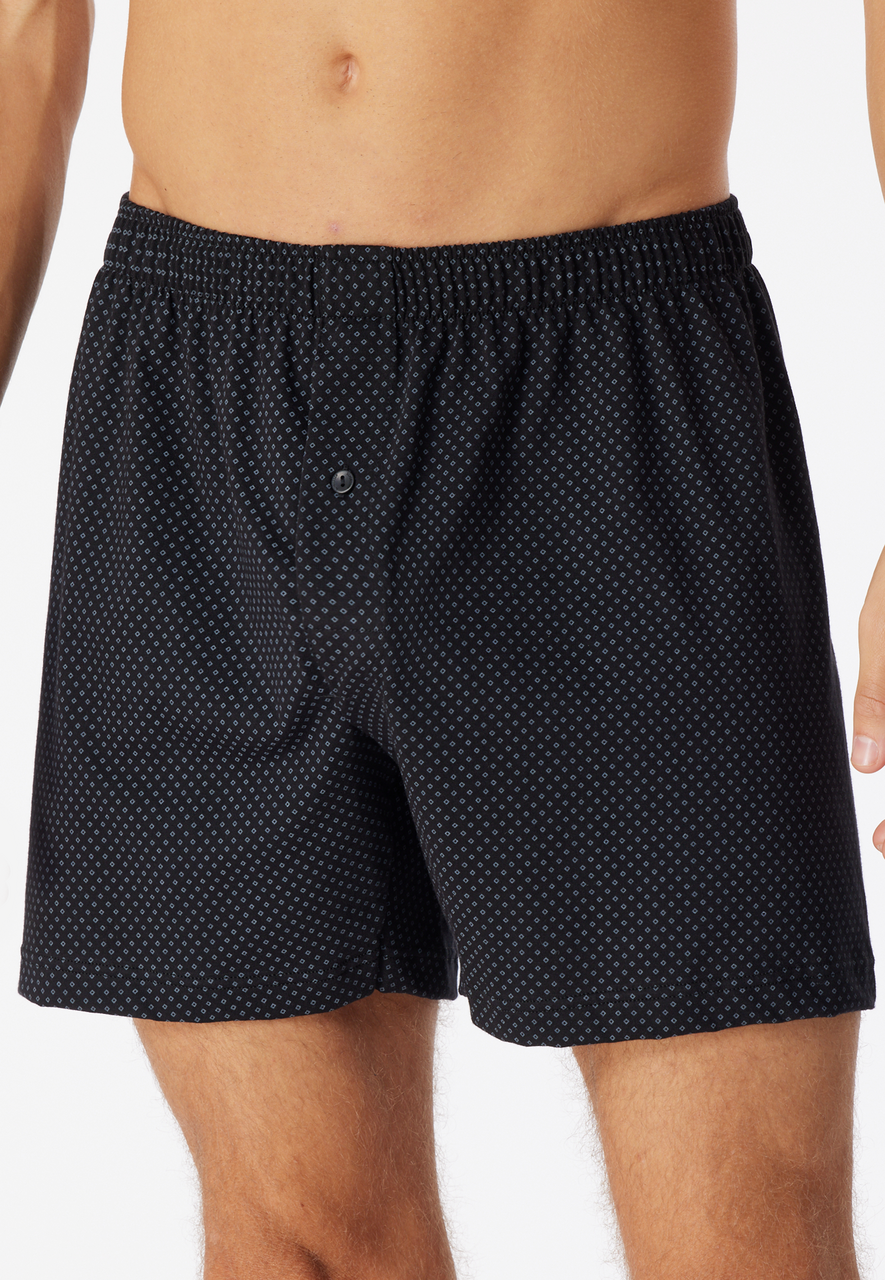 SCHIESSER Cotton Casuals boxer (1-pack), heren boxershort jersey zwart met patroon