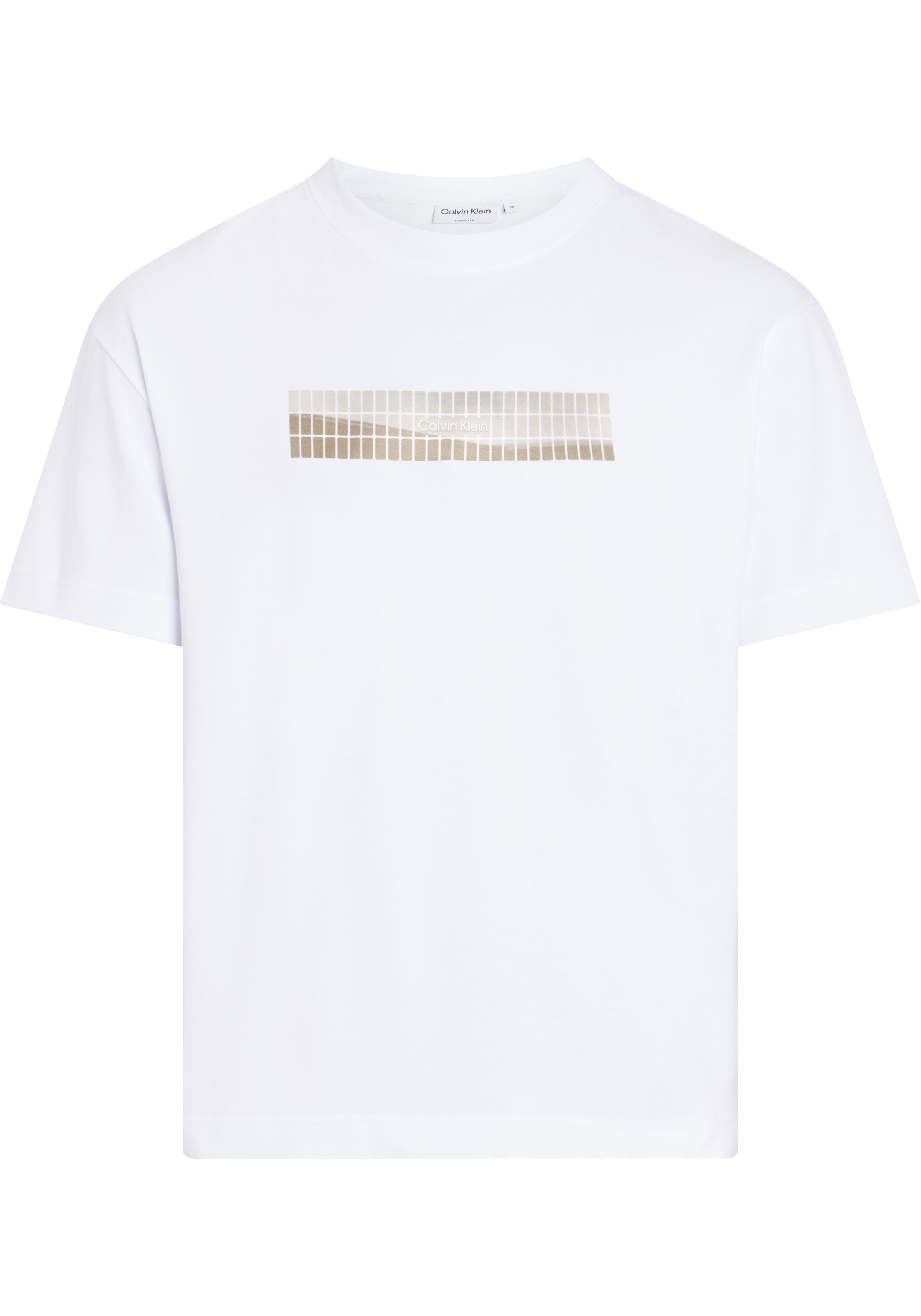 Calvin Klein Grid Graphic T-shirt, heren T-shirt korte mouw O-hals, wit dessin