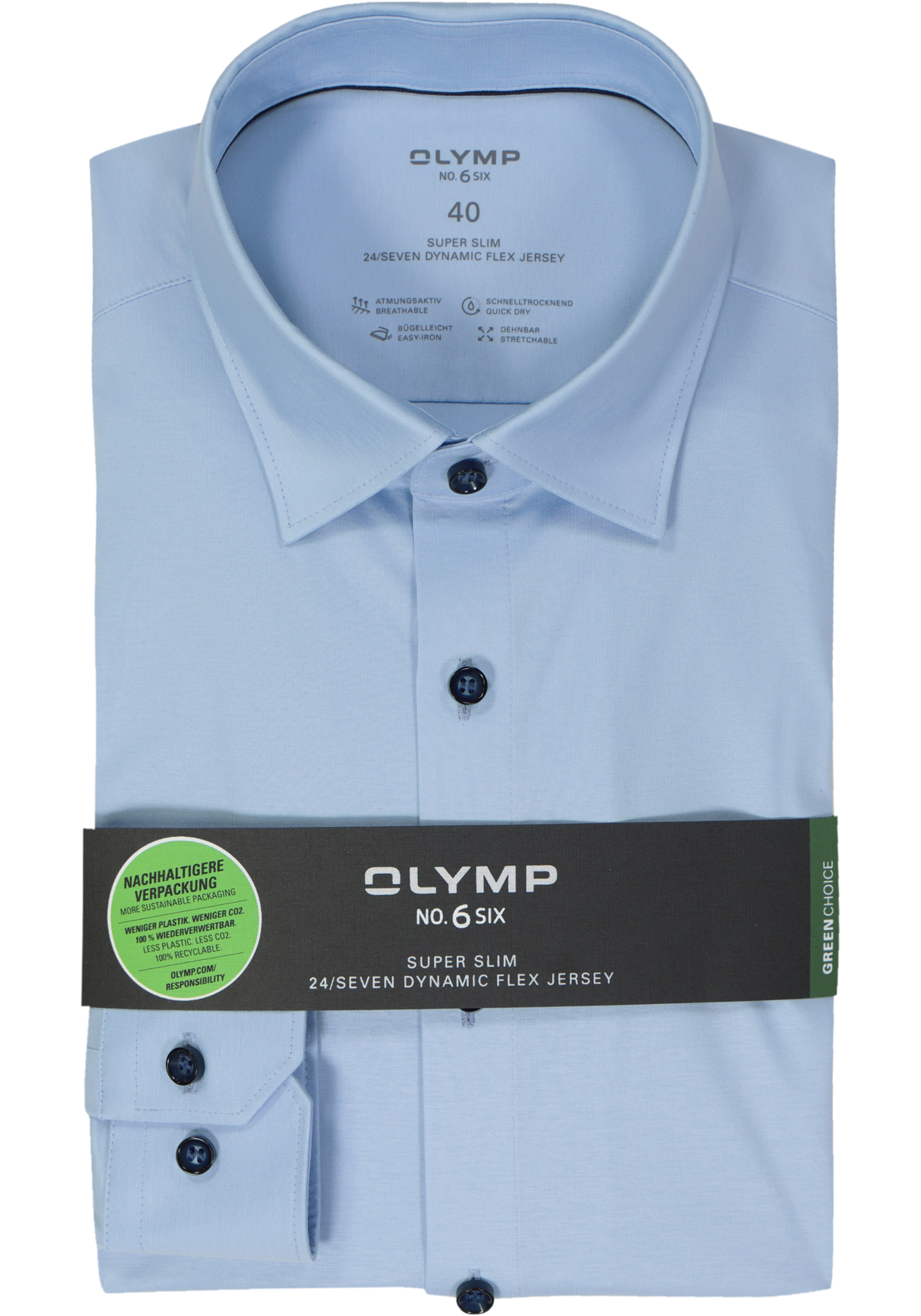 OLYMP No. Six 24/Seven super slim fit overhemd, lichtblauw tricot