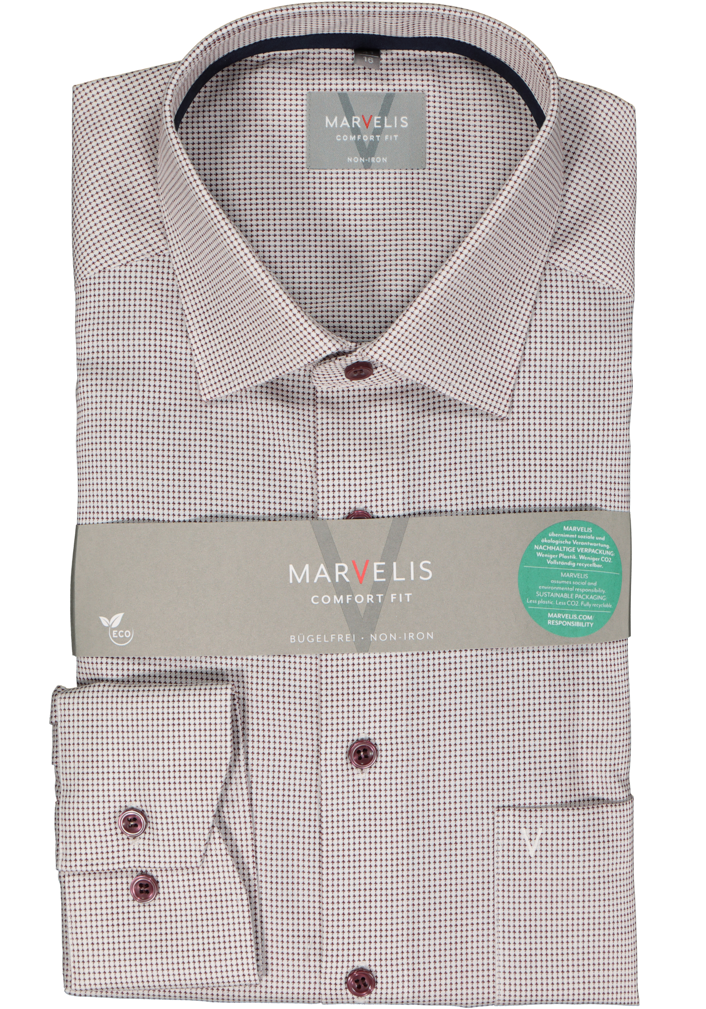 MARVELIS comfort fit overhemd, structuur, rood