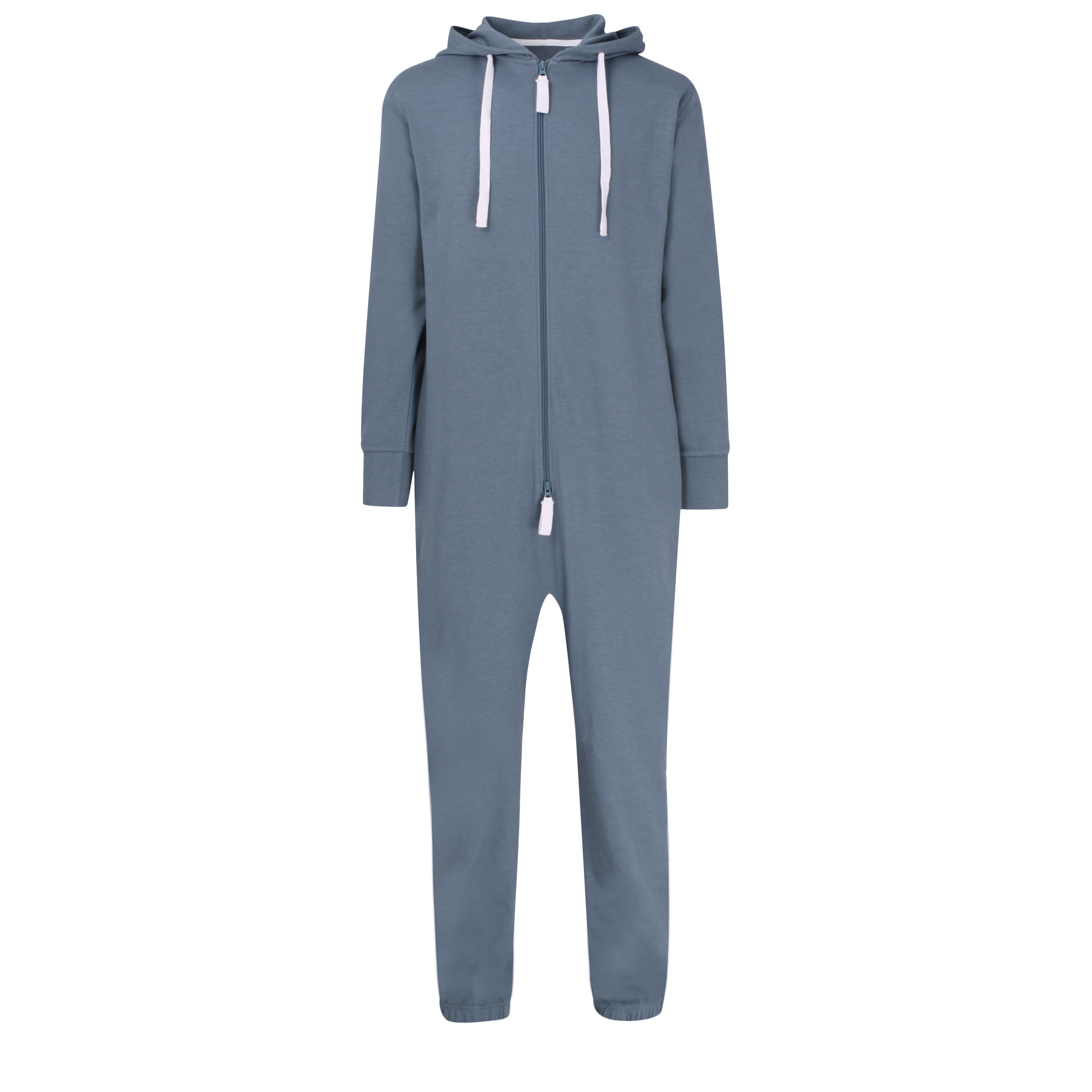 Ceceba heren jumpsuit pyjamapak met capuchon, middenblauw melange