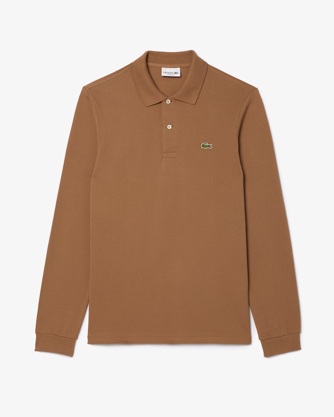 Lacoste Classic Fit polo lange mouw, cookie lichtbruin