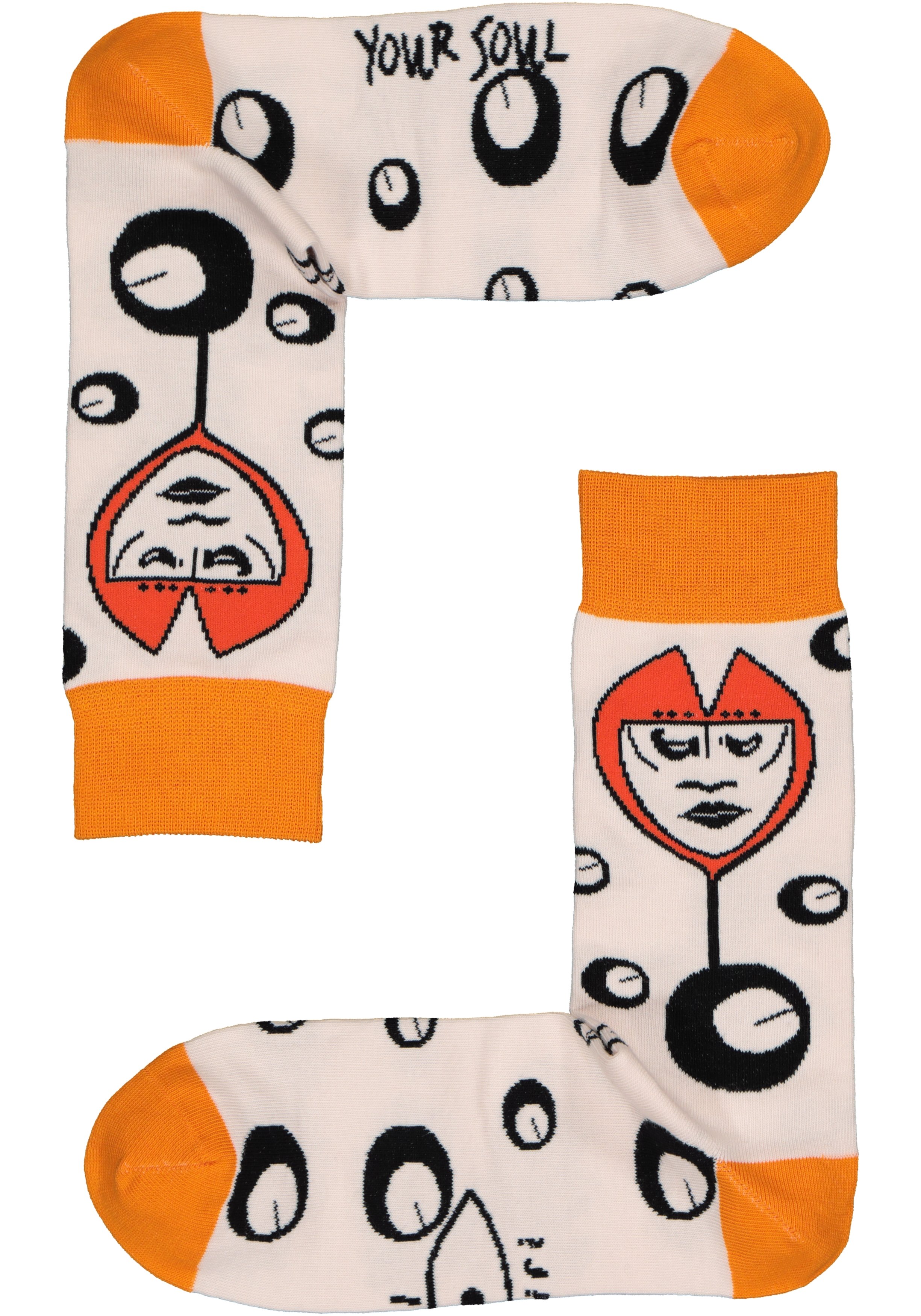 Spiri Socks The Watcher, unisex sokken, wit met oranje