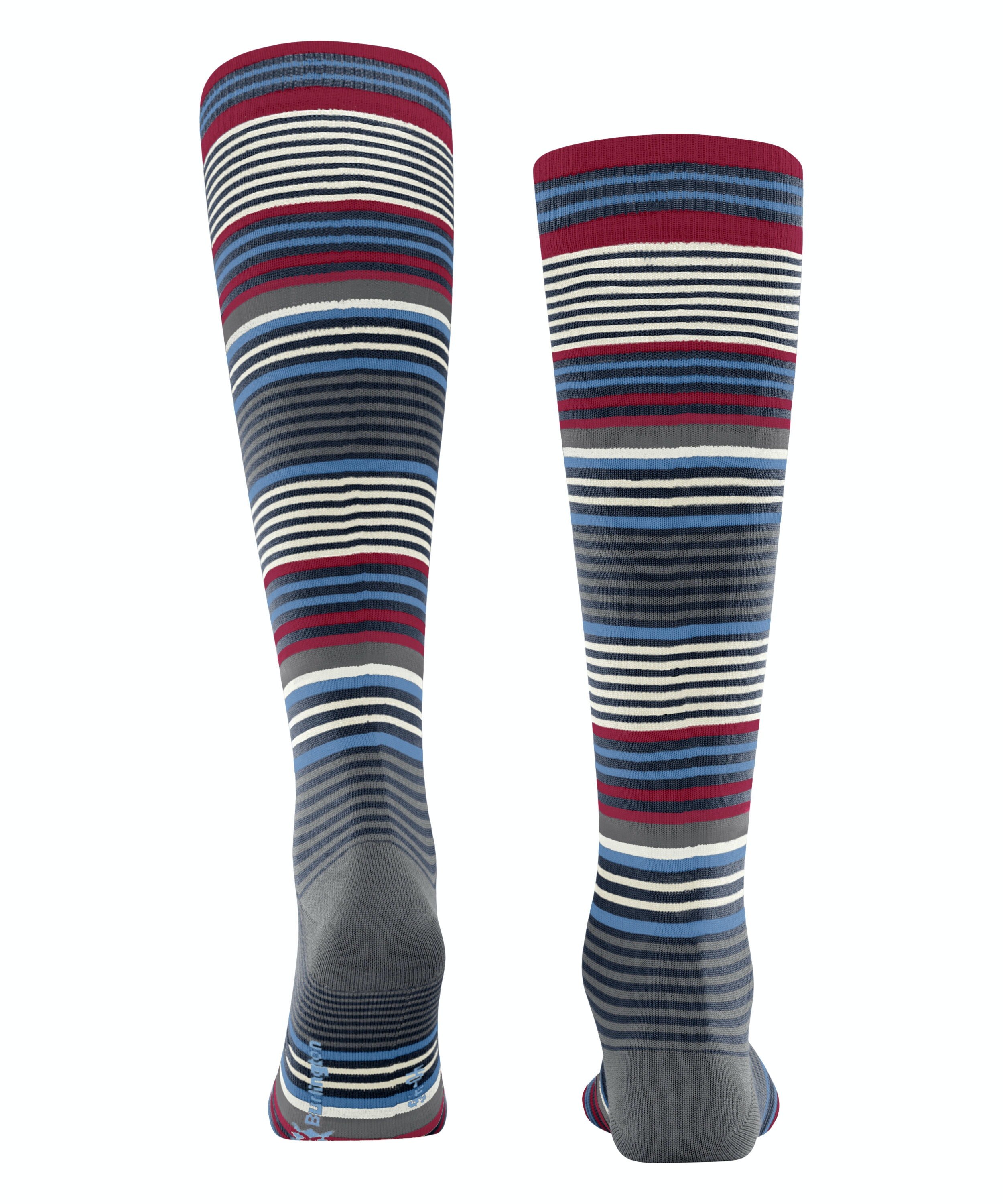 Burlington Stripe heren kniekousen, blauw (marine)