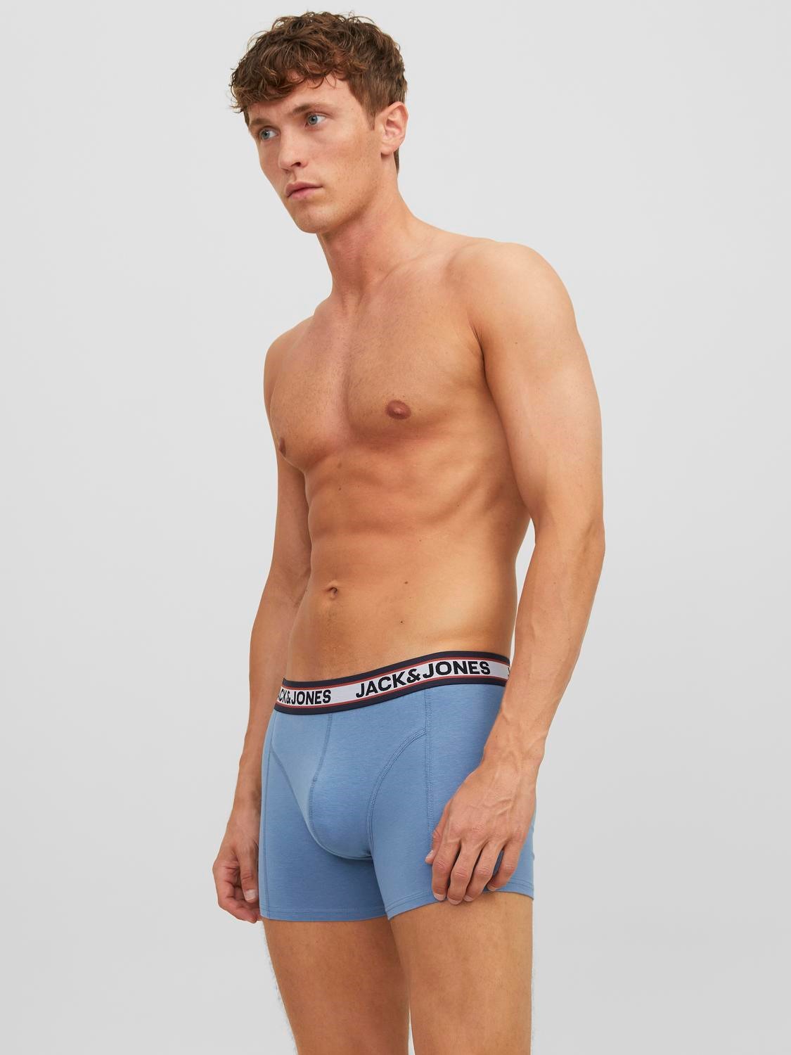 JACK & JONES Jacmarco solid trunks (3-pack), heren boxers normale lengte, blauw en rood