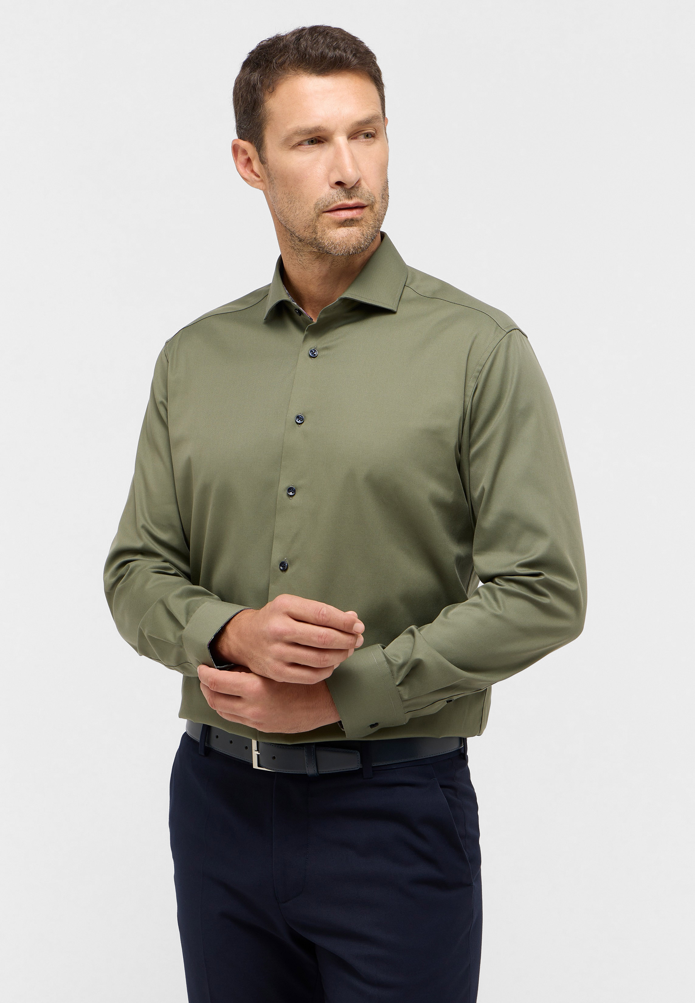 ETERNA modern fit overhemd, twill, groen (contrast)