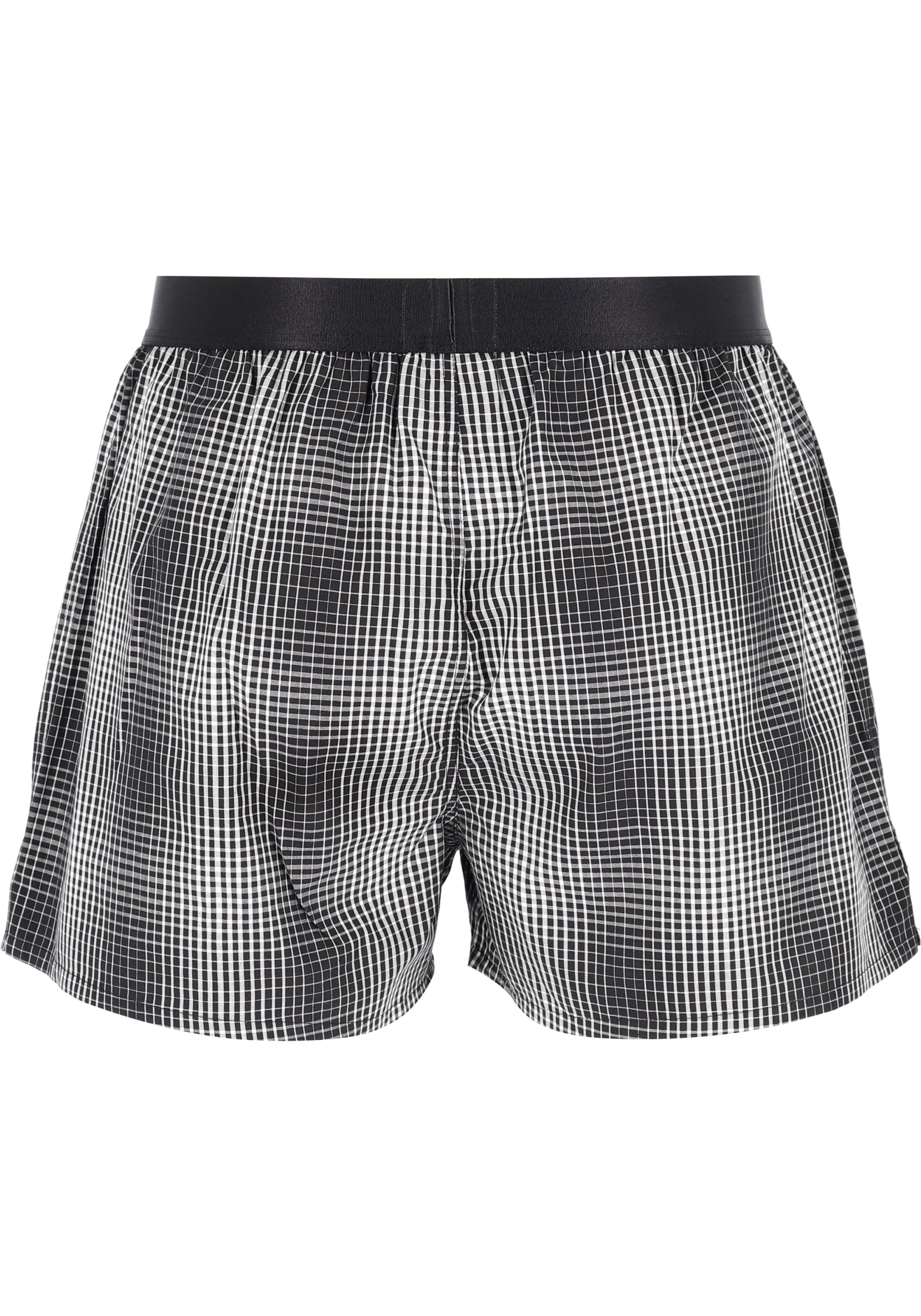 HUGO BOSS boxershorts woven (2-pack), heren boxers wijd model, zwart en zwart met wit geruit