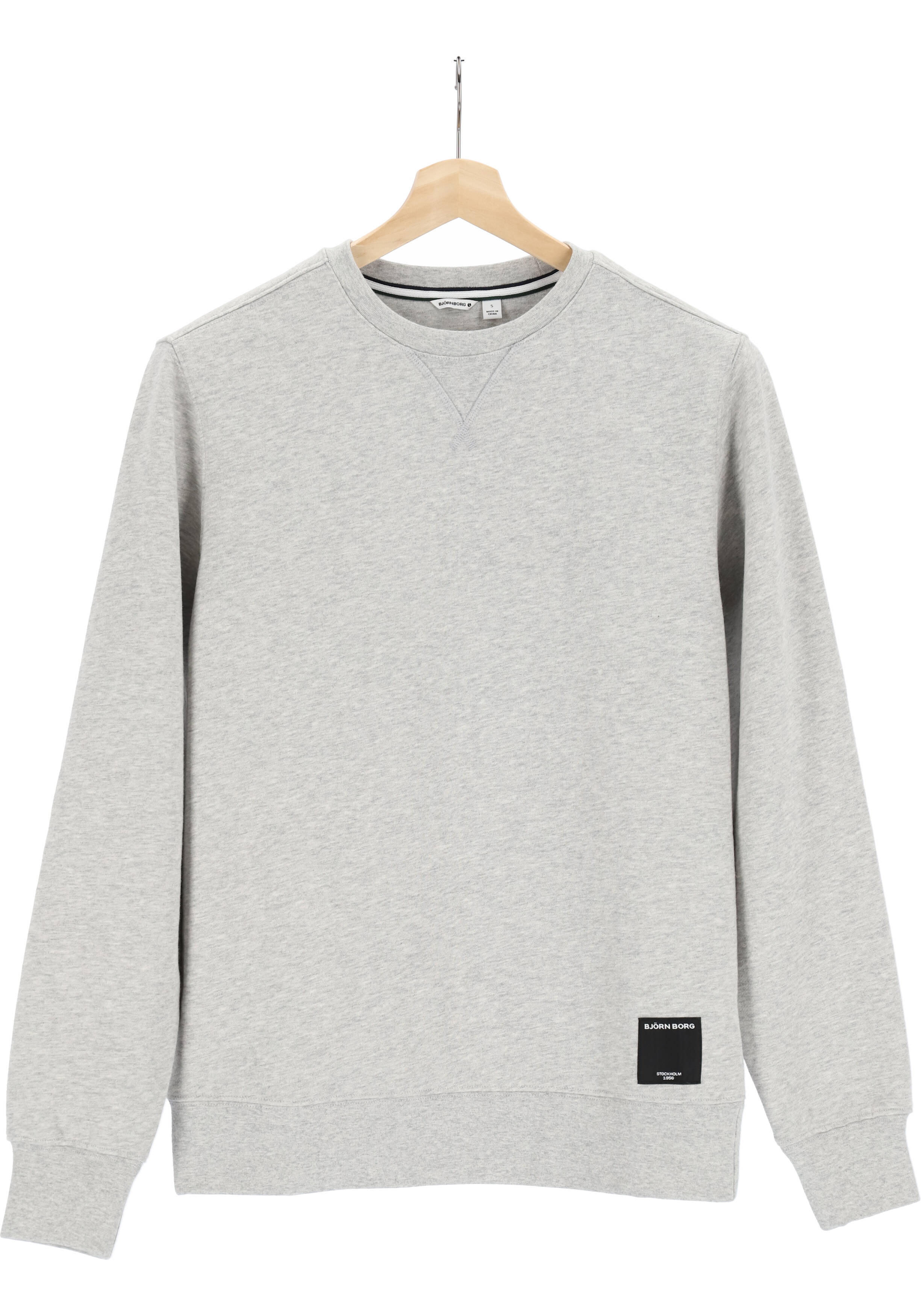 Bjorn Borg crew neck sweater, heren sweatshirt dik, lichtgrijs melange