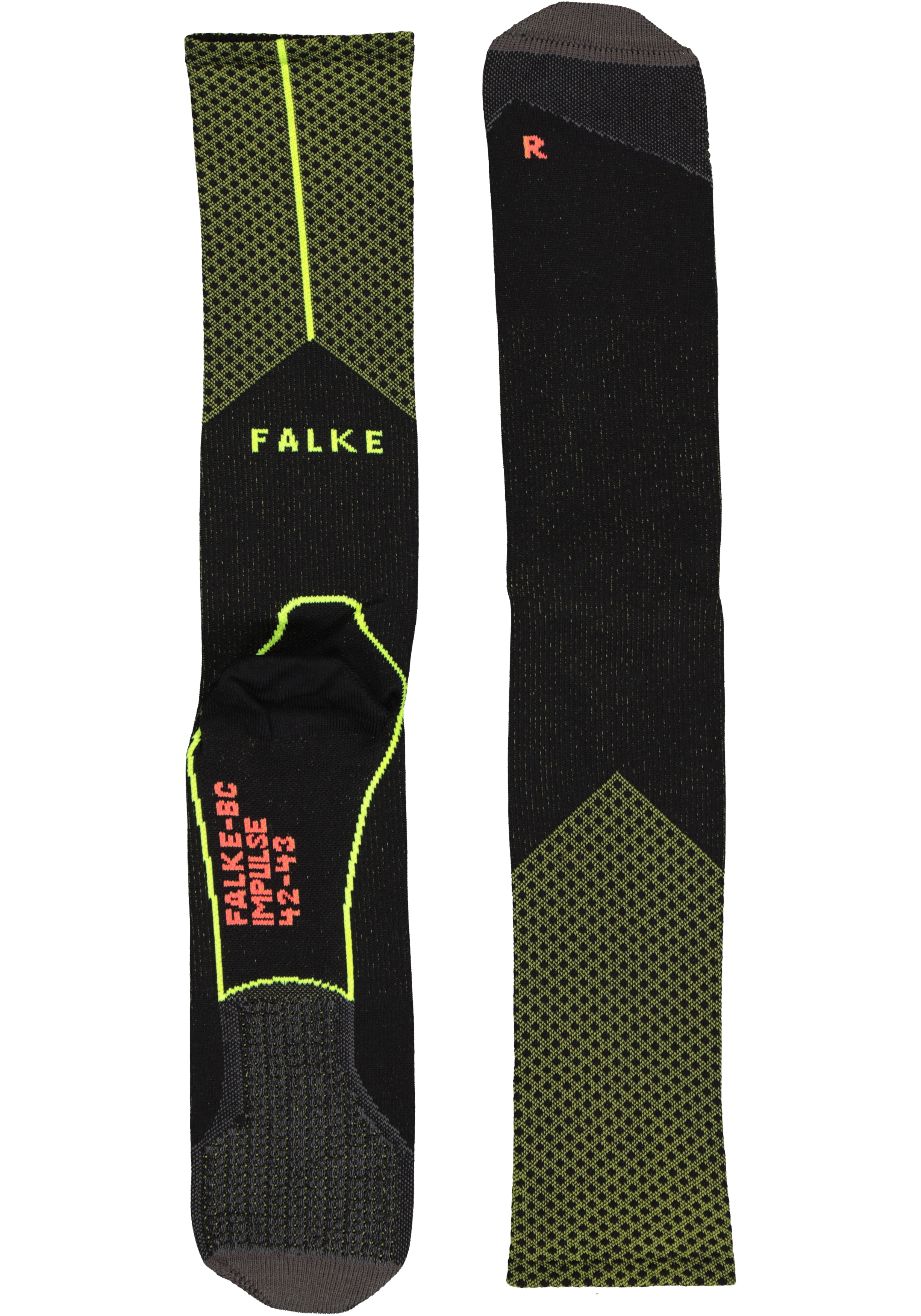 FALKE BC Impulse unisex fietssokken, zwart-neon geel (black)