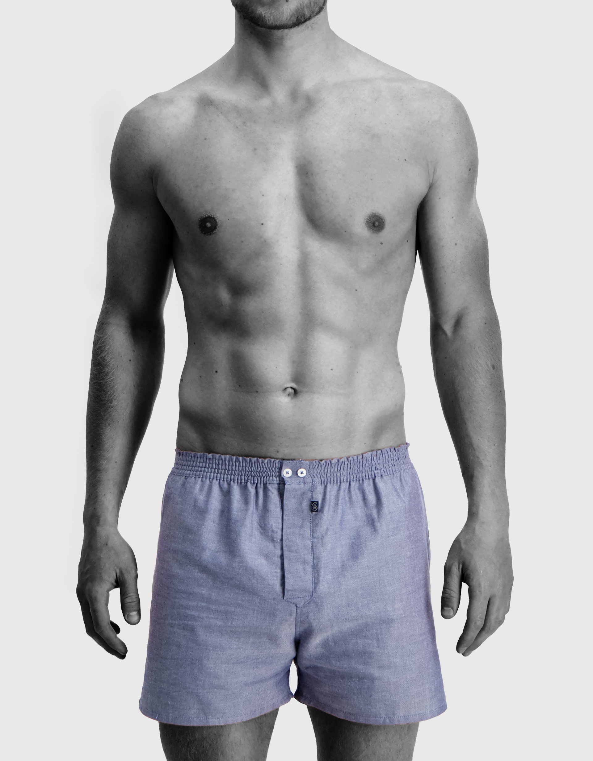 Claesen's Cls No.1 normale lengte boxer met gulp (2-pack), heren woven hybride boxer, licht blauw, blauw