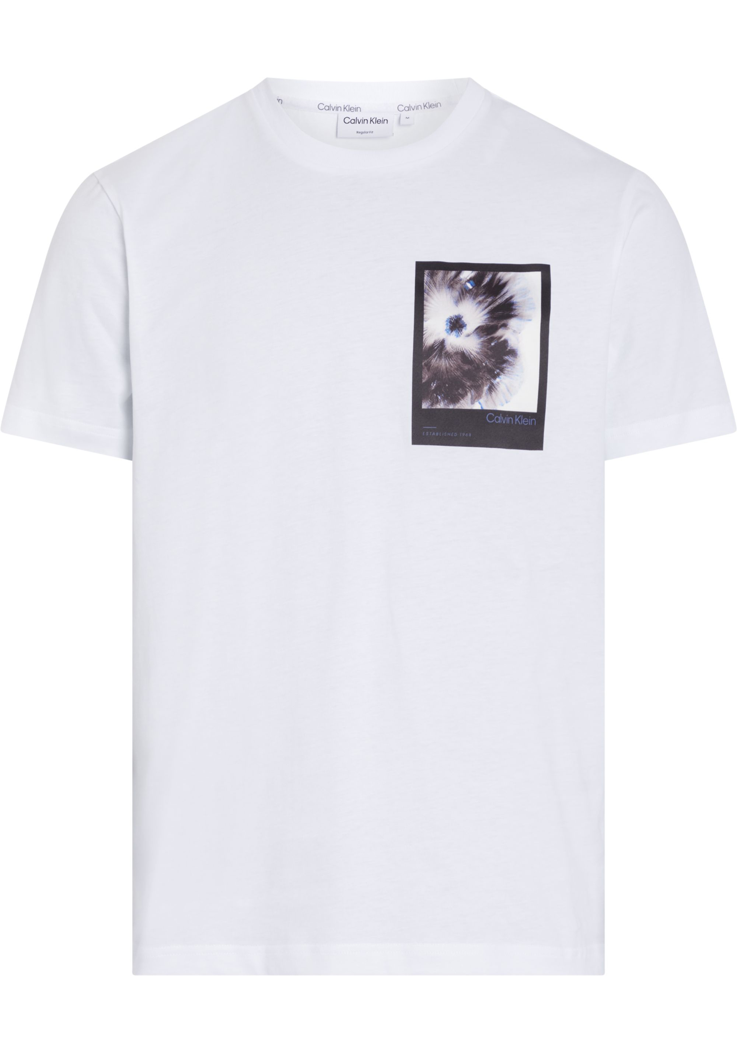 Calvin Klein Framed Flower Graphic T-shirt, heren T-shirt korte mouw O-hals, wit dessin