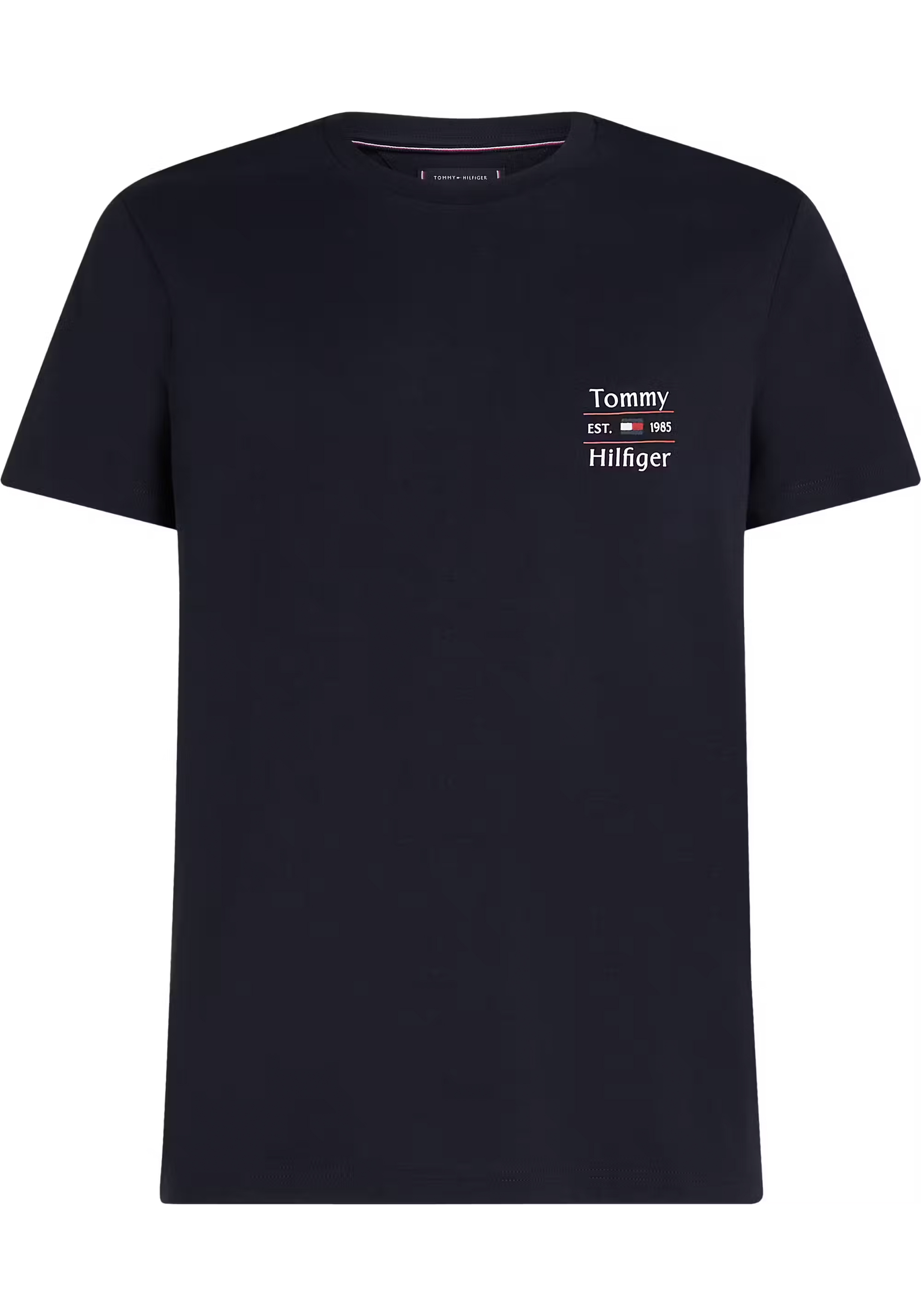 Tommy Hilfiger Hilfiger Stack Tee, heren T-shirt korte mouw O-hals, donkerblauw