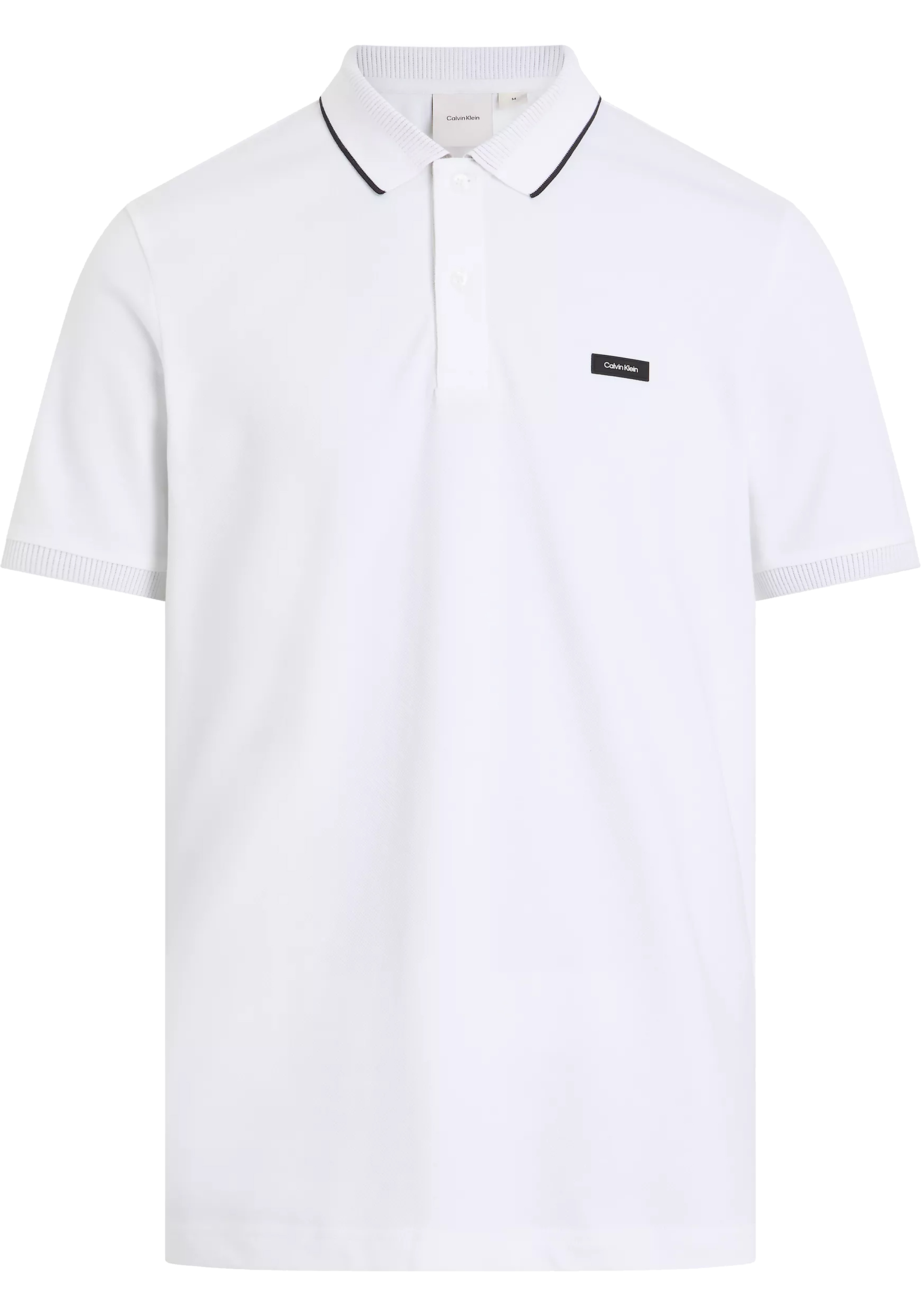 Calvin Klein Stretch Pique Regular Polo, heren poloshirt, wit