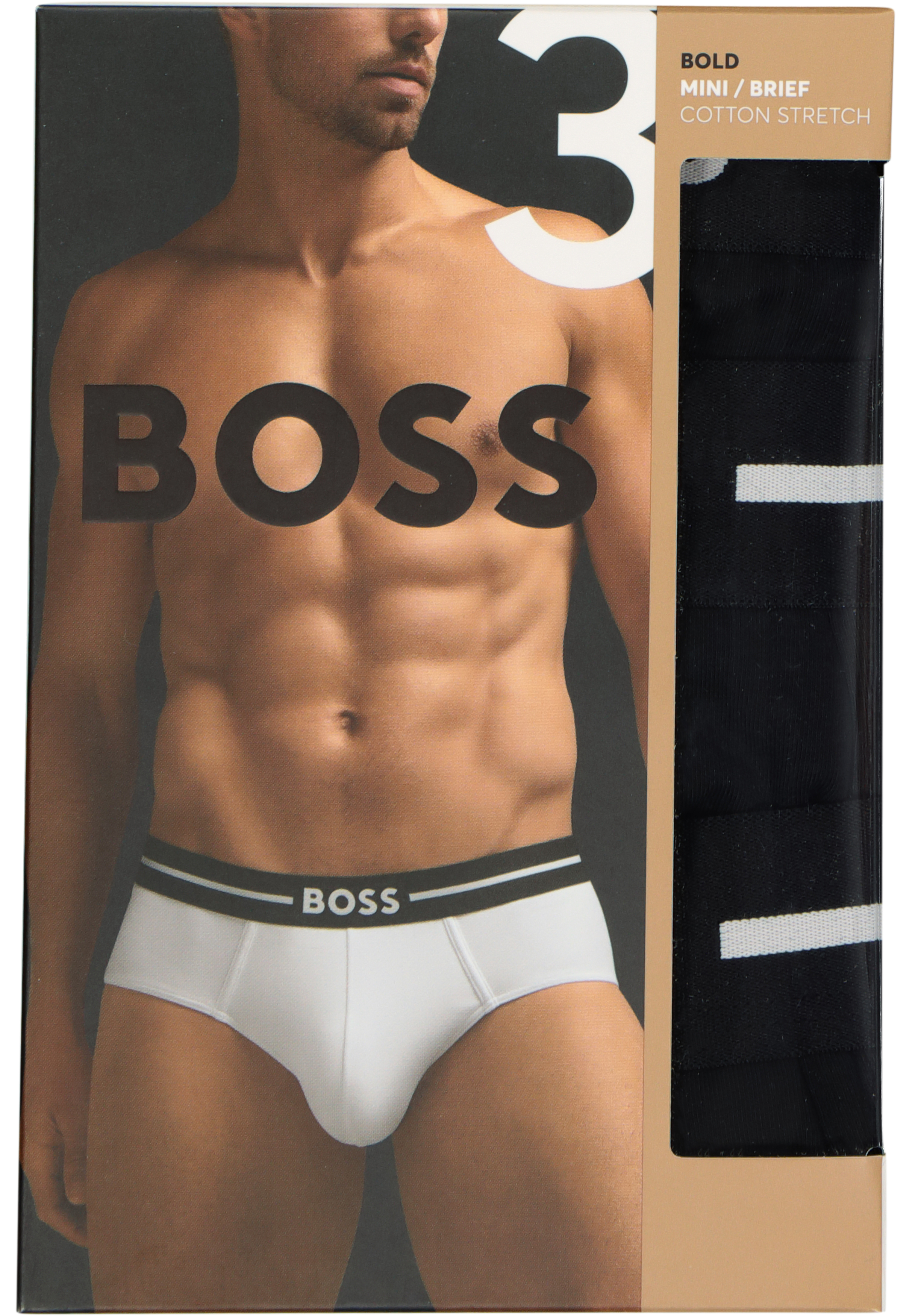 HUGO BOSS Bold hipster briefs (3-pack), heren slips, zwart