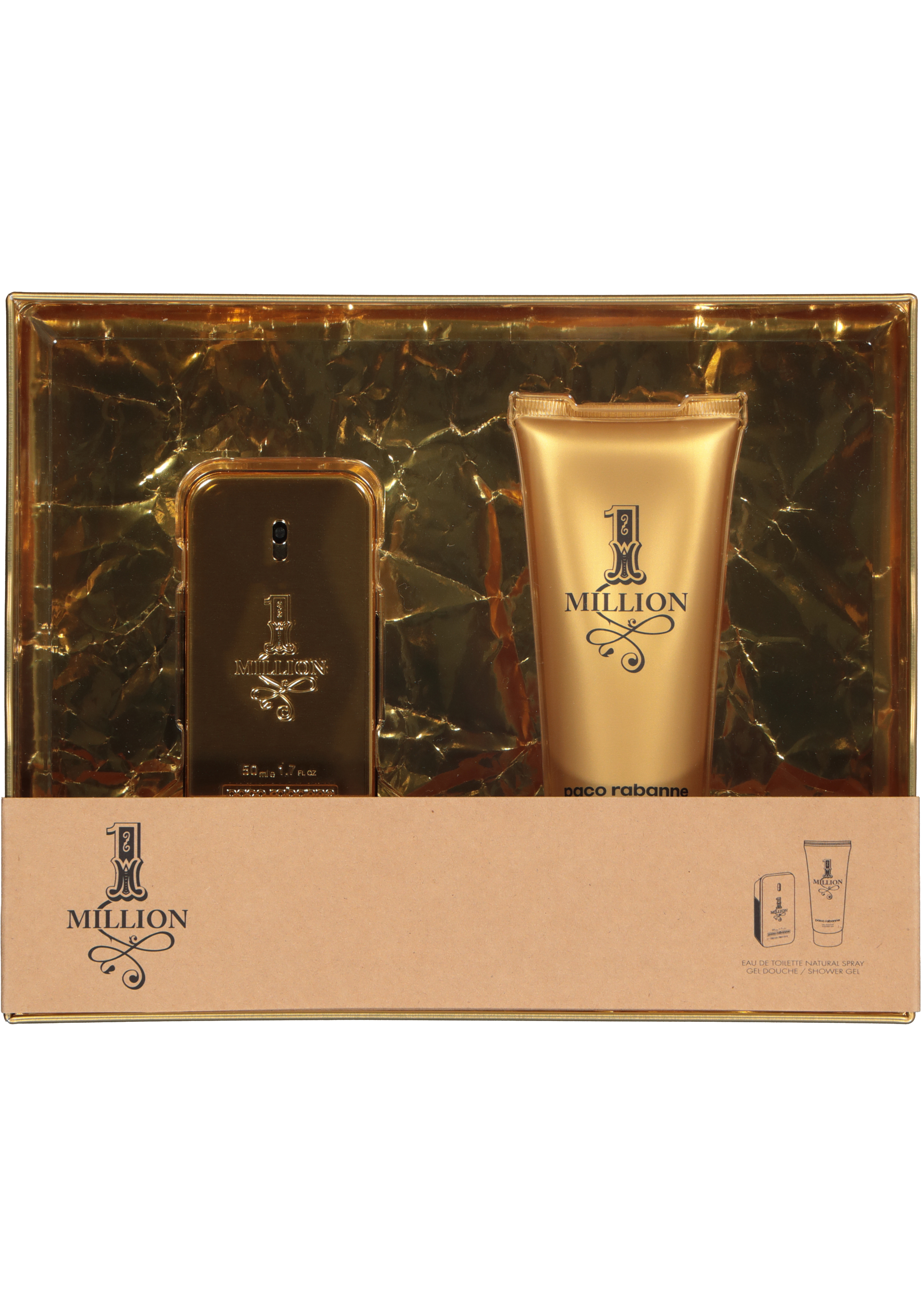 Heren cadeauset: Paco Rabanne 1 Million, Eau de Toilette 50ml spray + shower gel