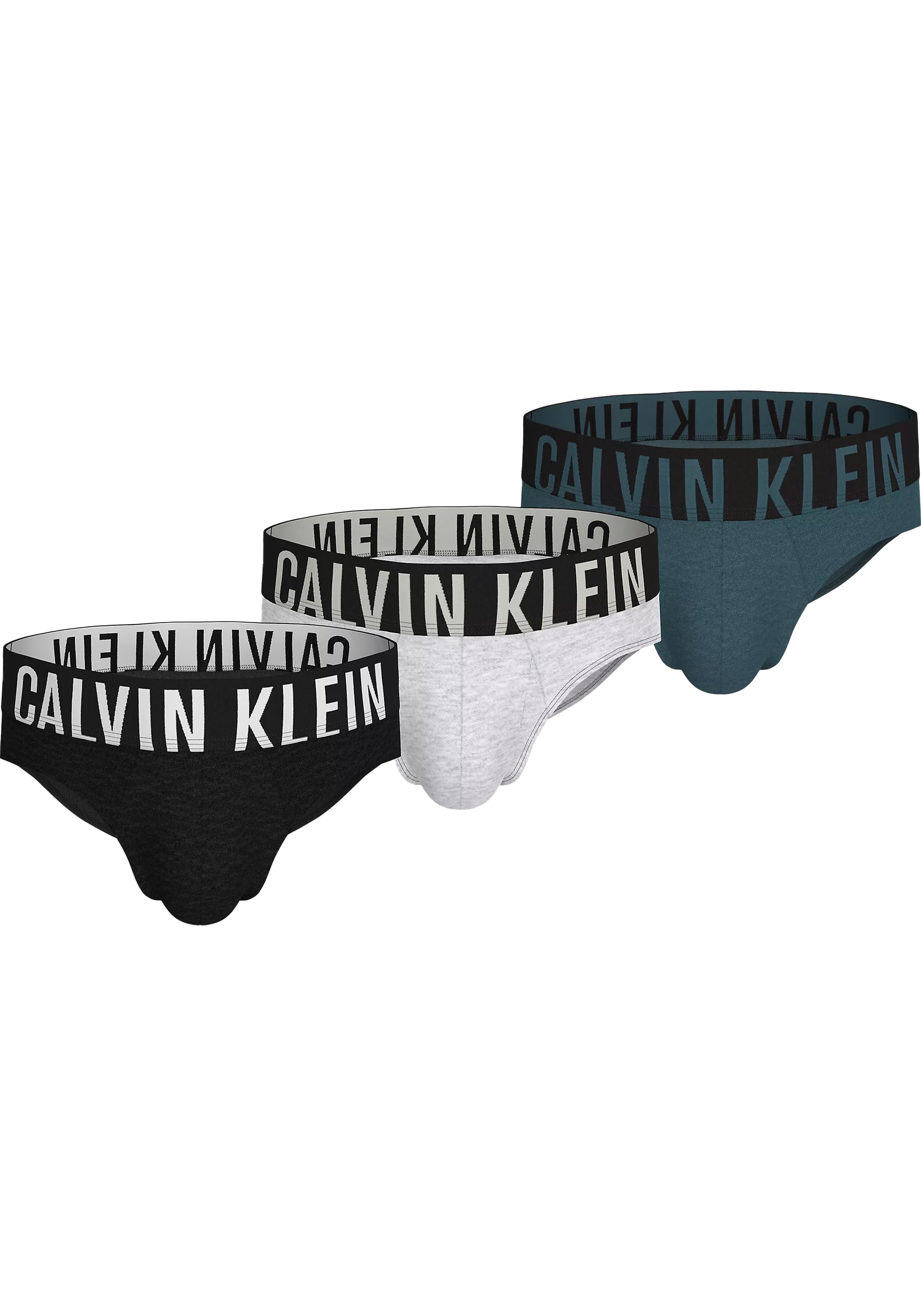 Calvin Klein Hipster Briefs (3-pack), heren slips, zwart, grijs, petrol