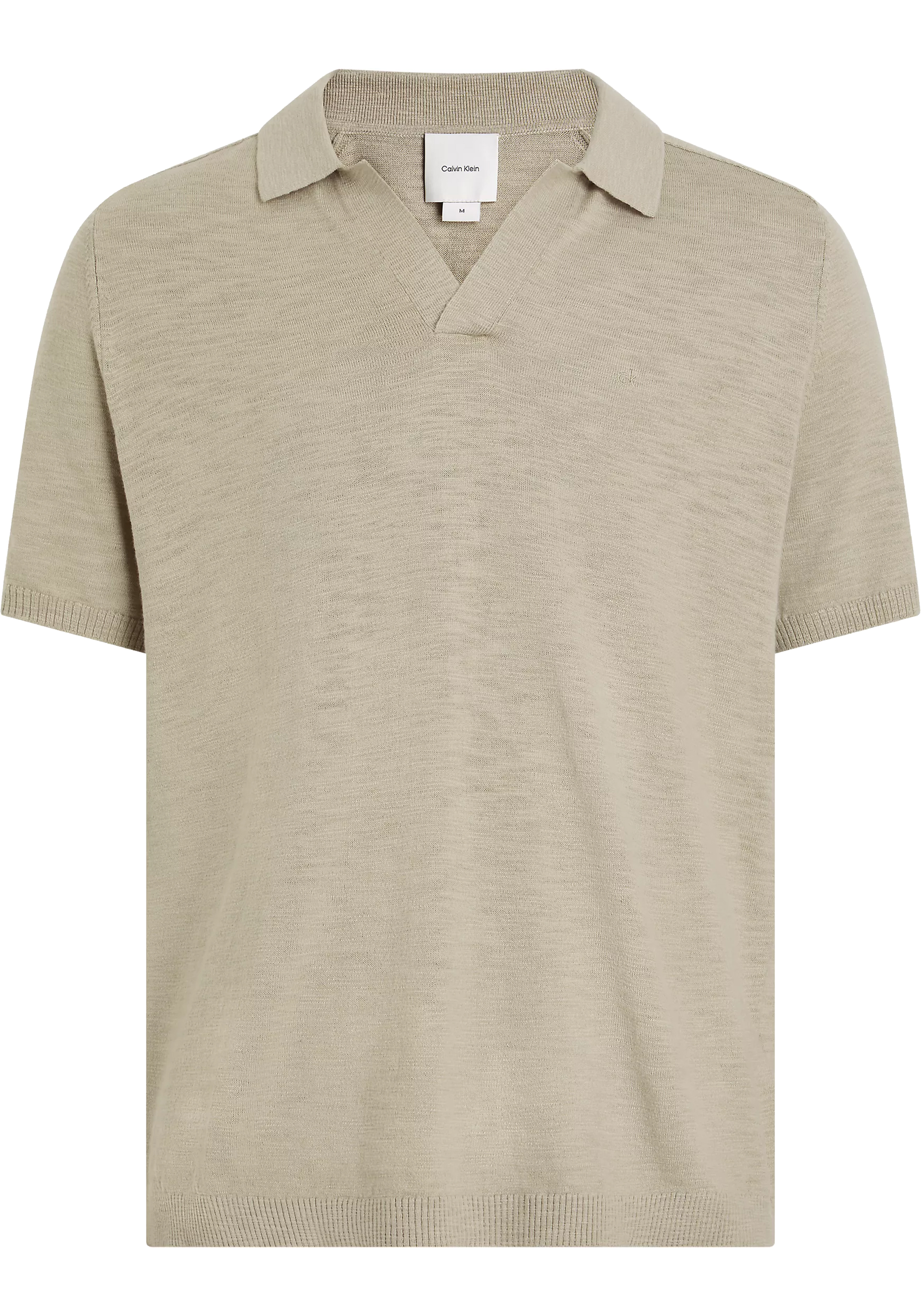 Calvin Klein Knitted Slub Texture Regular Polo, heren poloshirt, beige