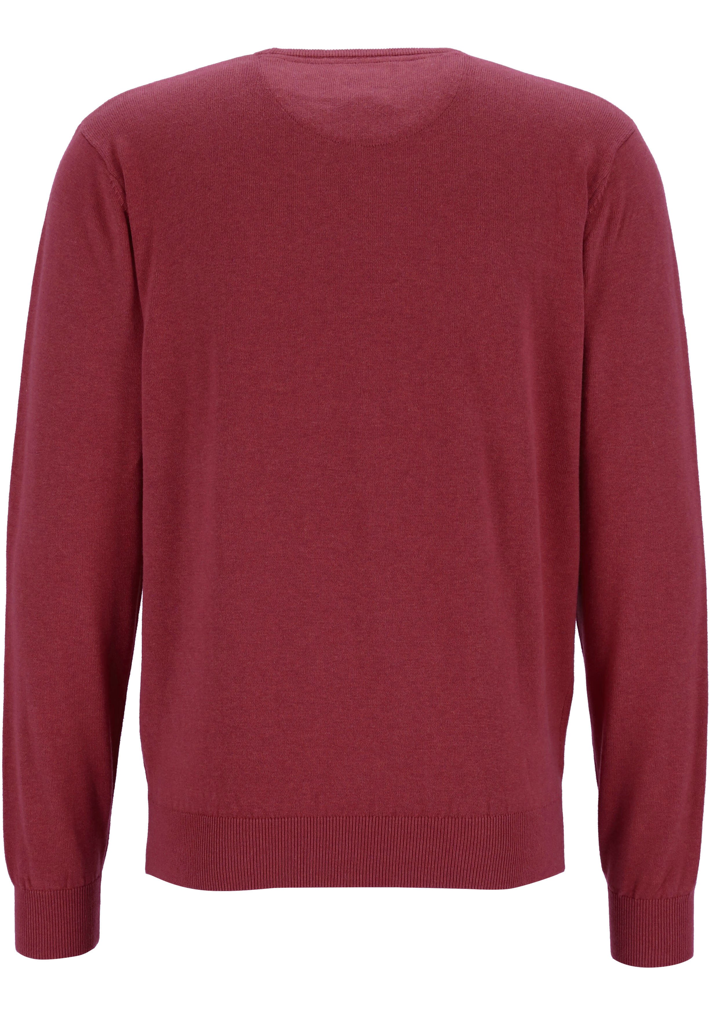 Redmond heren trui katoen, O-hals, bordeaux rood