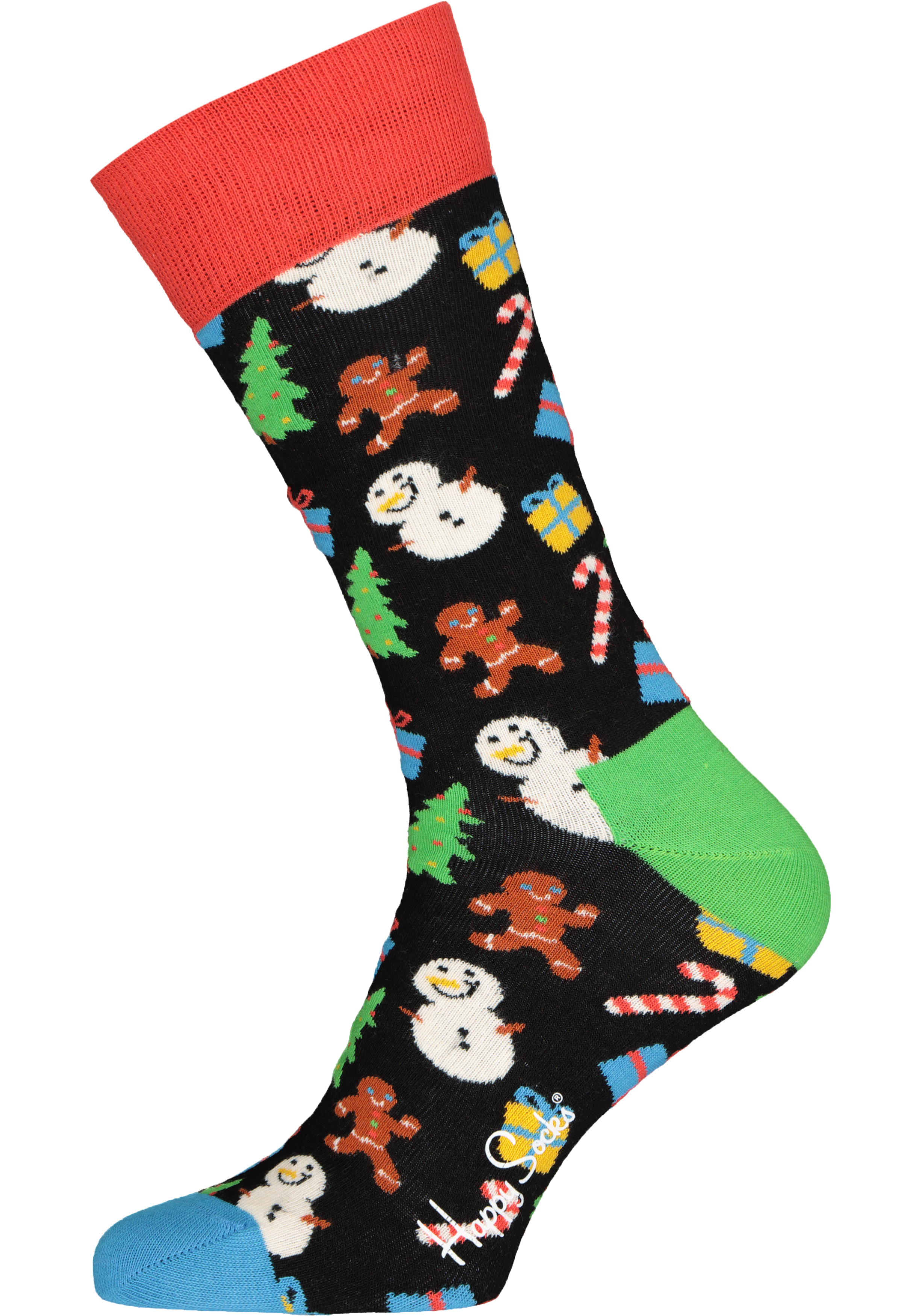 Happy Socks Bring It On Sock, kerstpret op zwart