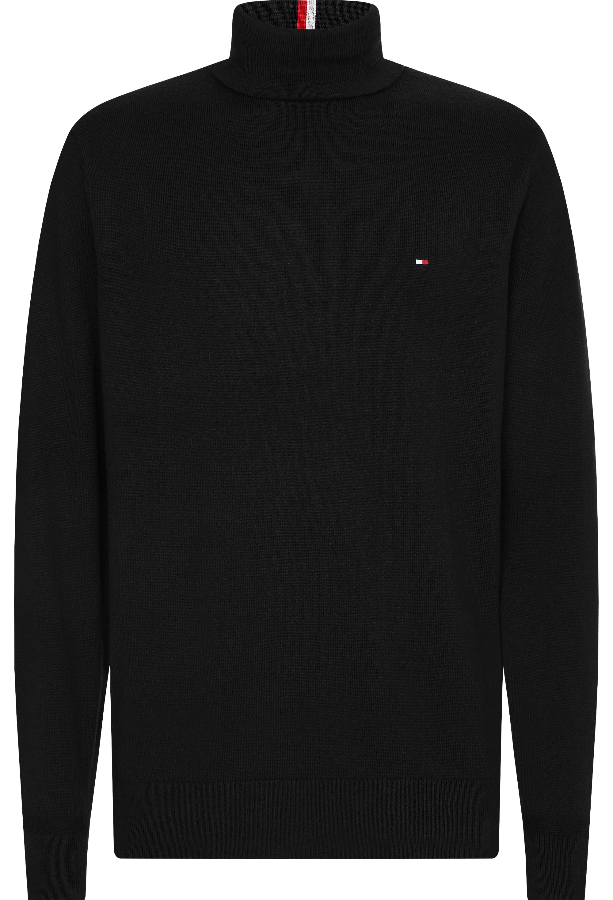 Tommy Hilfiger heren coltrui katoen, Pima Org Ctn Cashmere Roll Neck, zwart