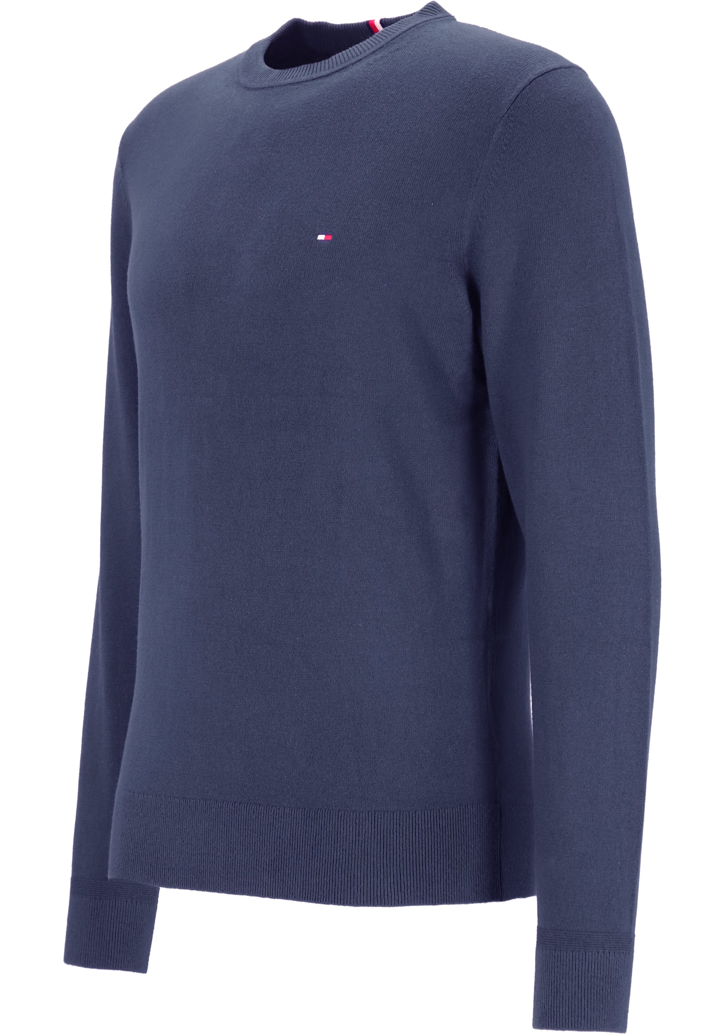 Tommy Hilfiger O-hals trui katoen met kasjmier, Pima Organic Cotton Cashmere, lichtblauw (Faded Indigo)