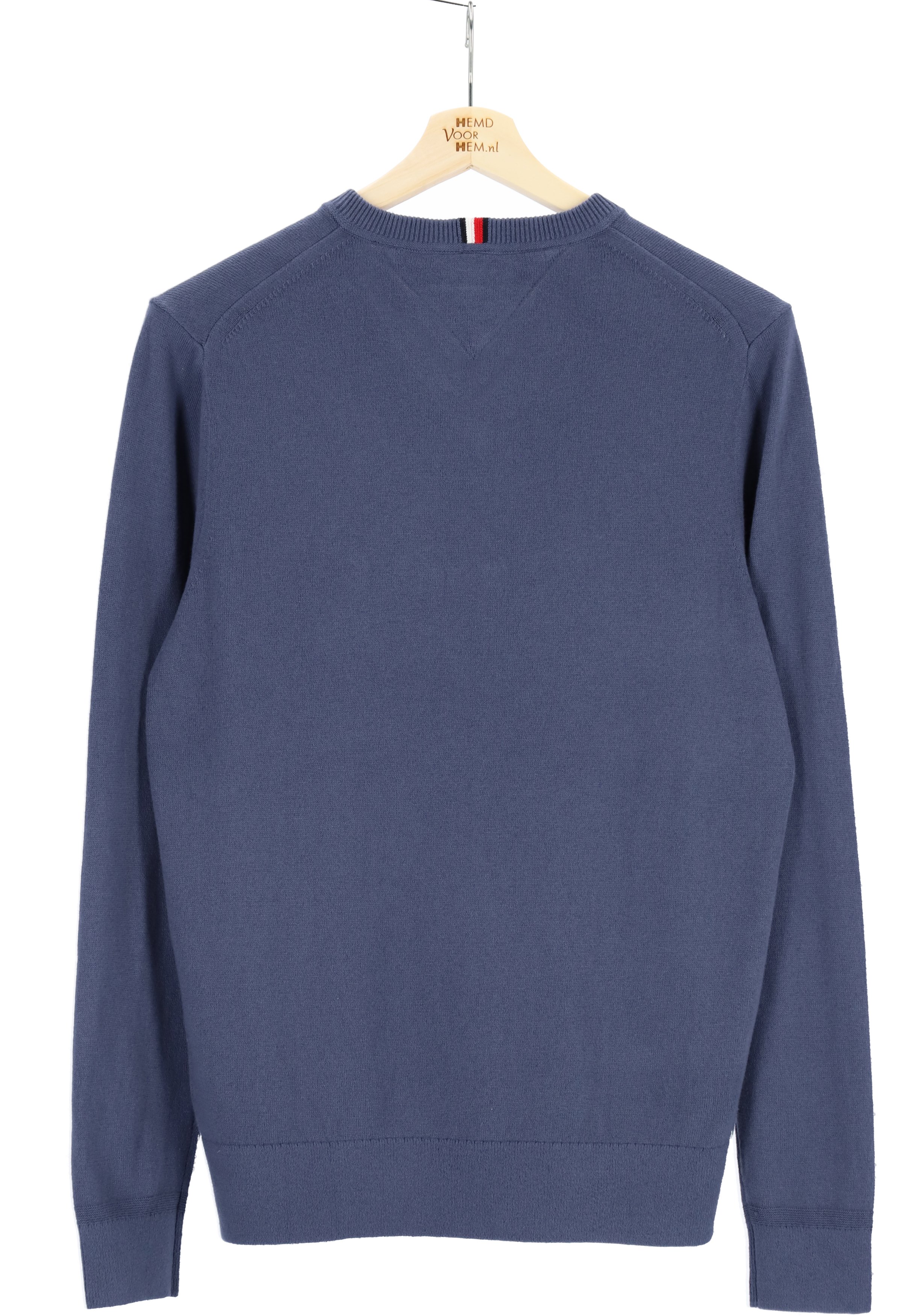 Tommy Hilfiger V-hals trui katoen met kasjmier, Pima Organic Cotton Cashmere, jeansblauw (Faded Indigo)