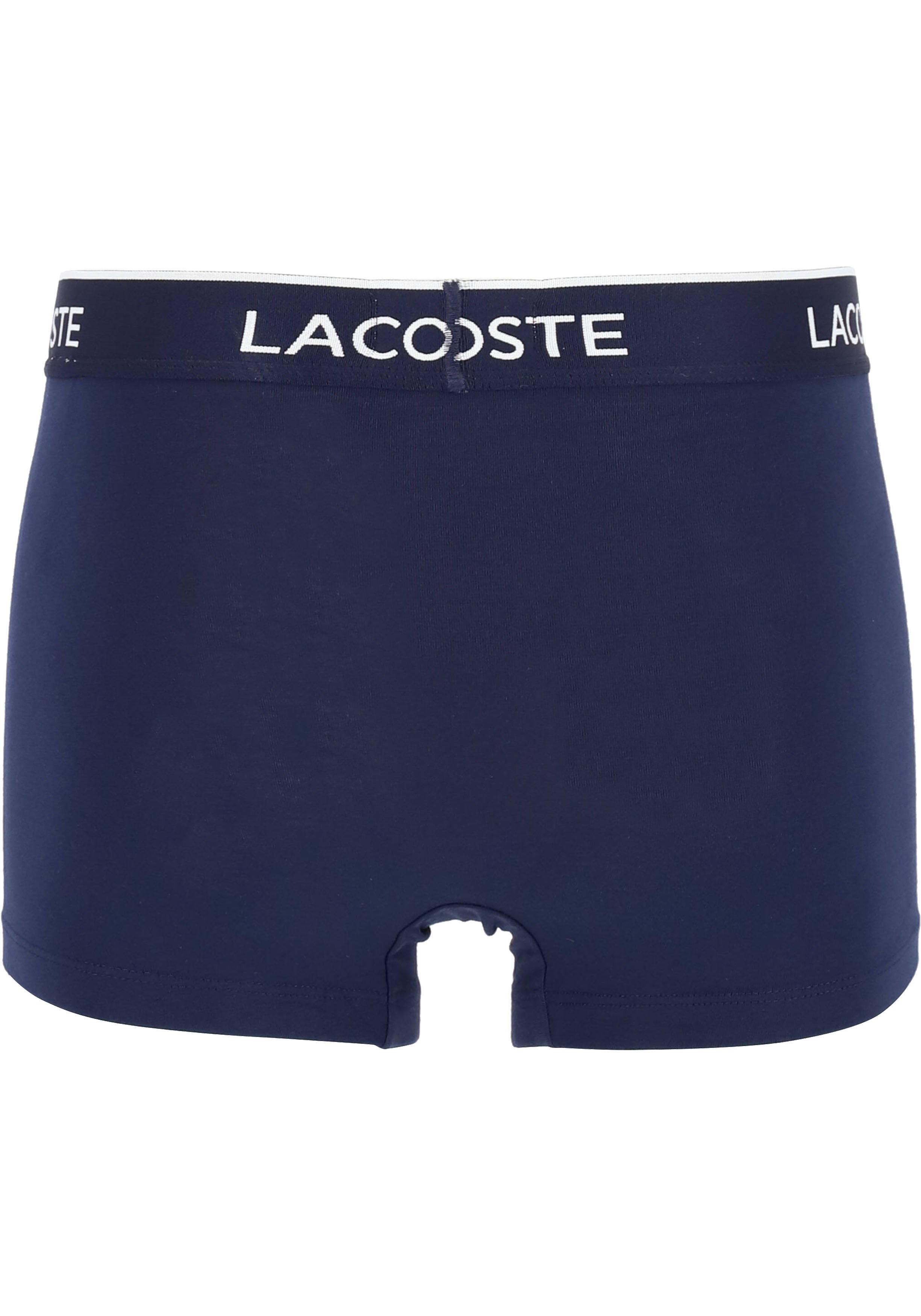 Lacoste Boxer Trunks (3-pack), heren boxers kort, blauw met gekleurde tailleband