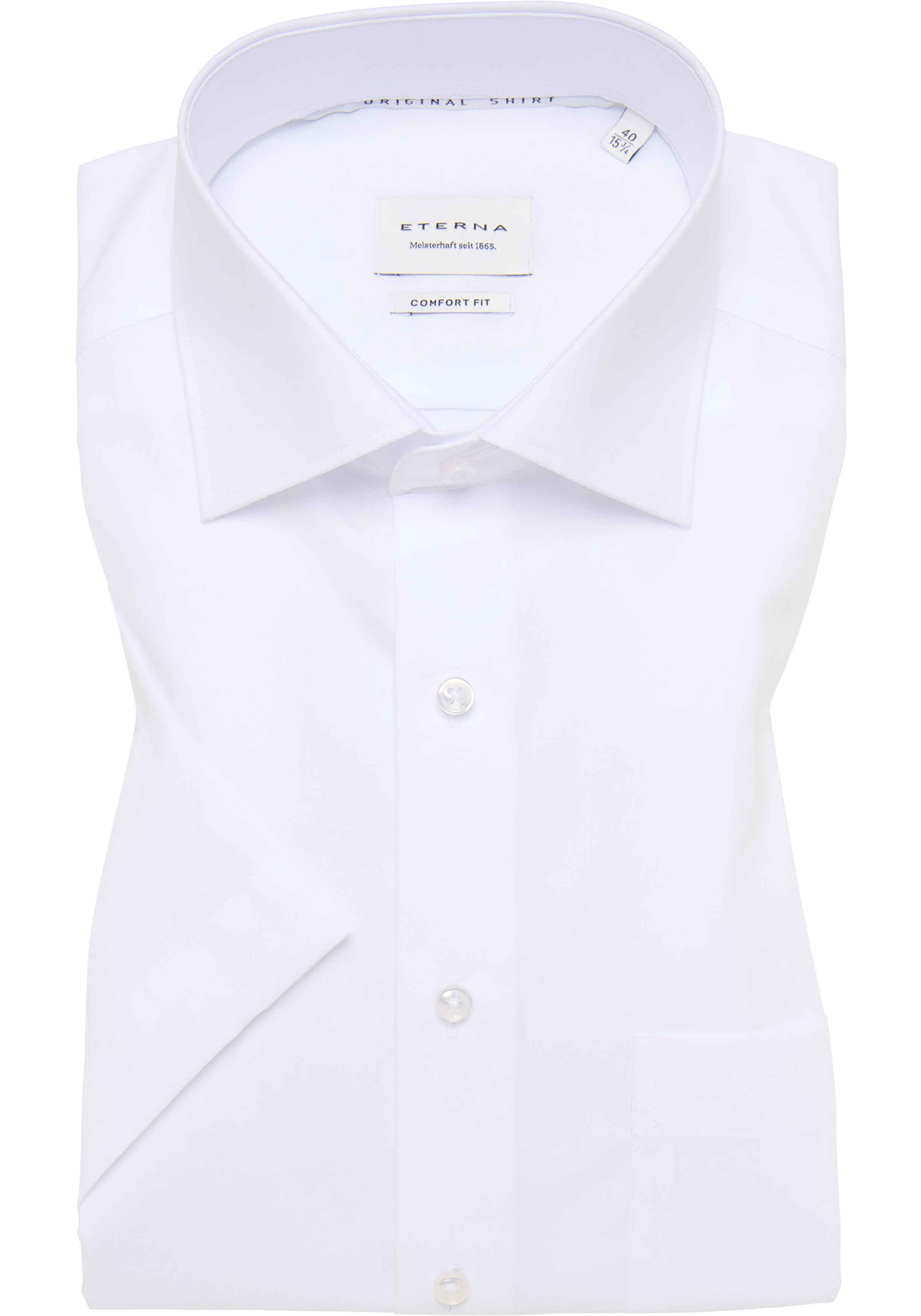 ETERNA comfort fit overhemd korte mouw, popeline, wit