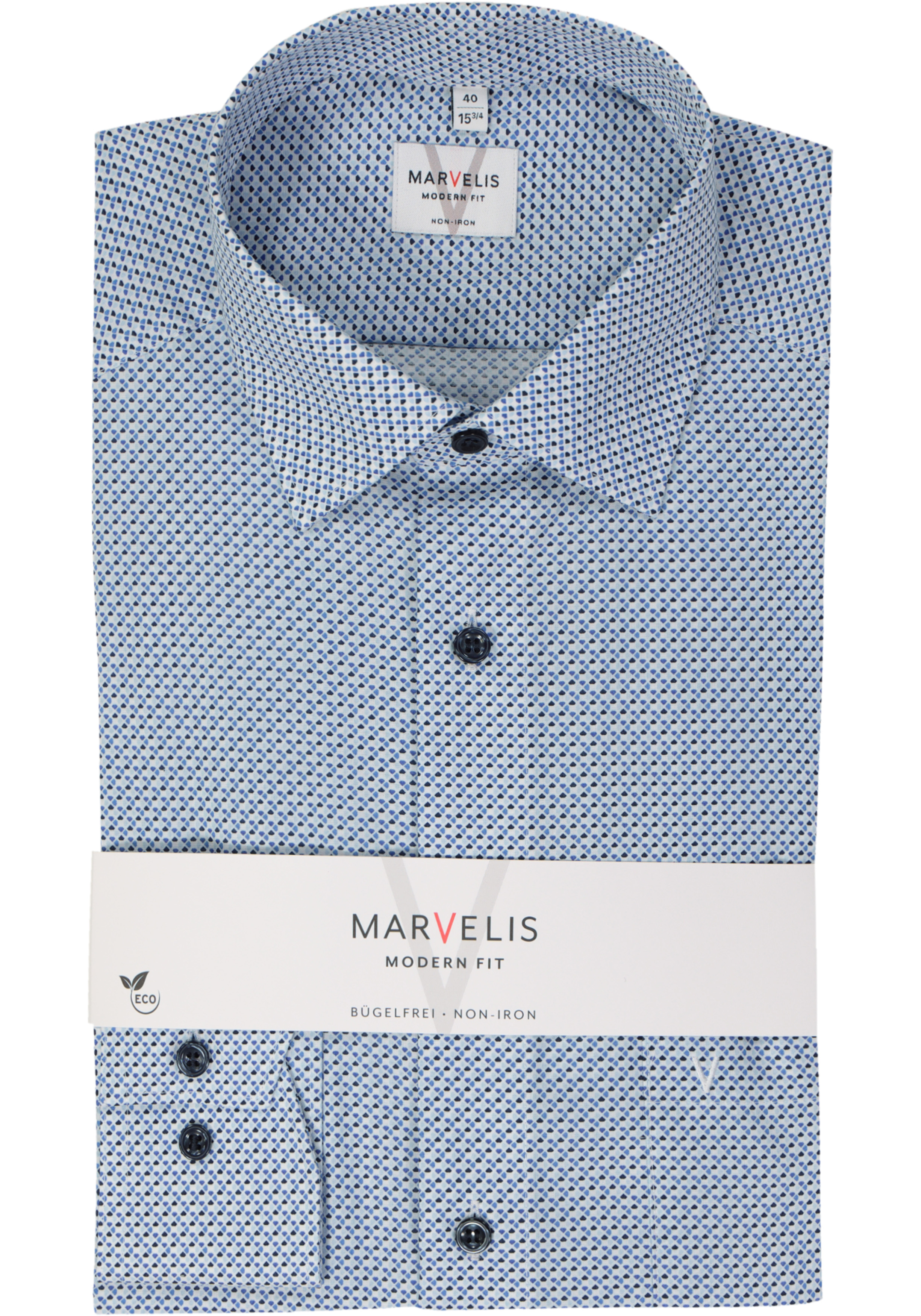 MARVELIS modern fit overhemd, popeline, lichtblauw dessin