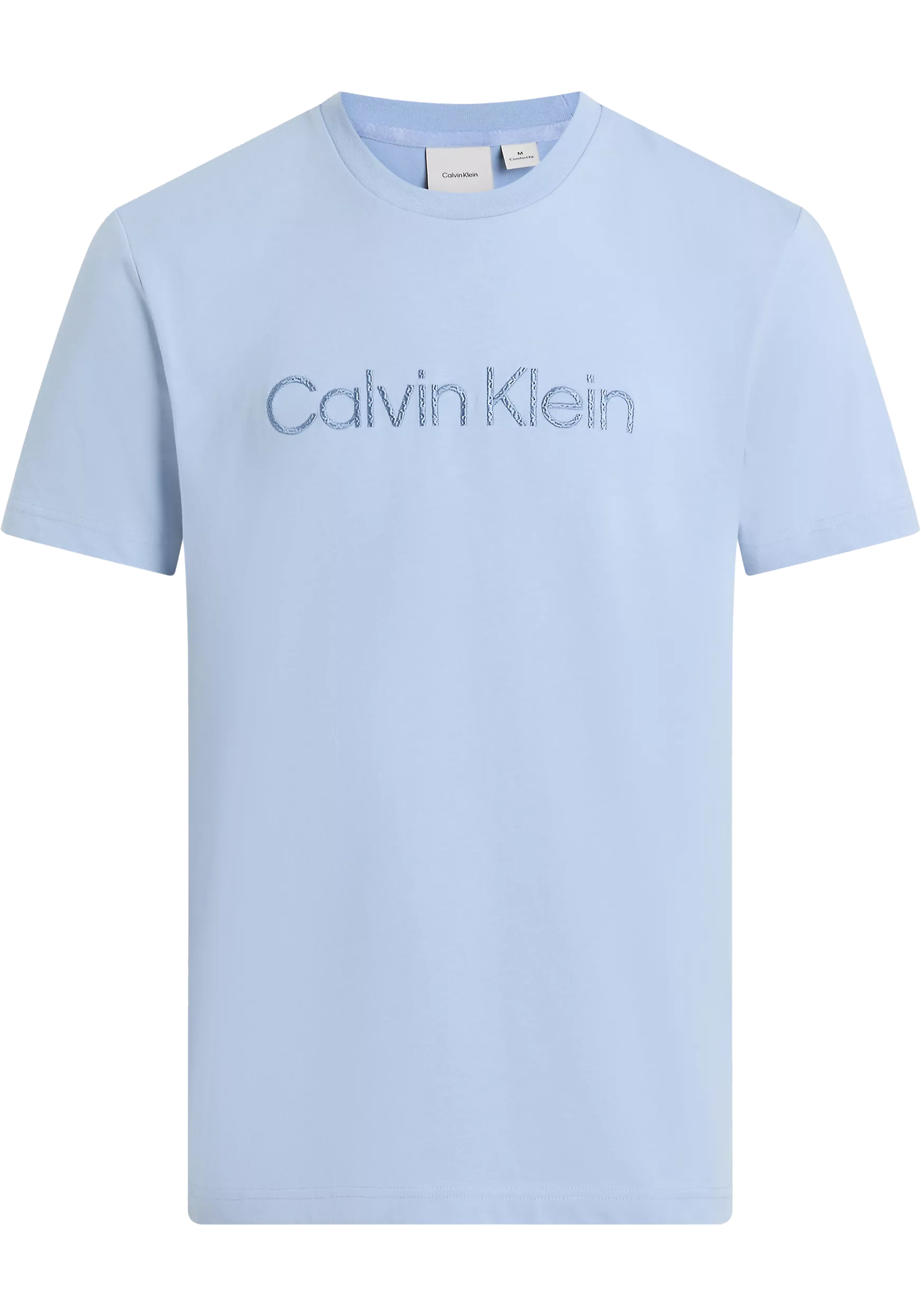 Calvin Klein Textured Embroidery T-shirt, heren T-shirt korte mouw O-hals, blauw