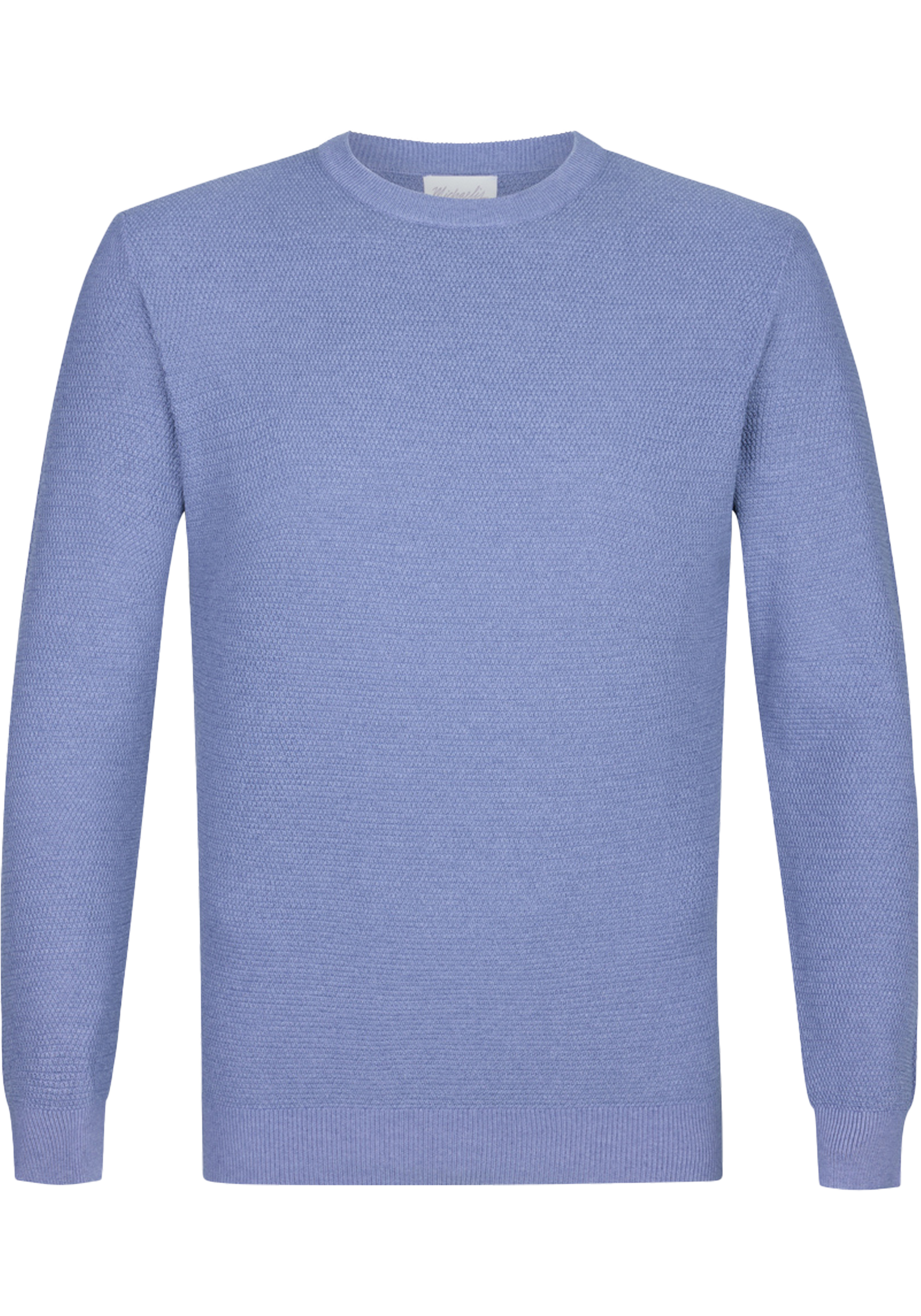 Michaelis heren trui katoenmengsel, slim fit trui met O-hals, blauw