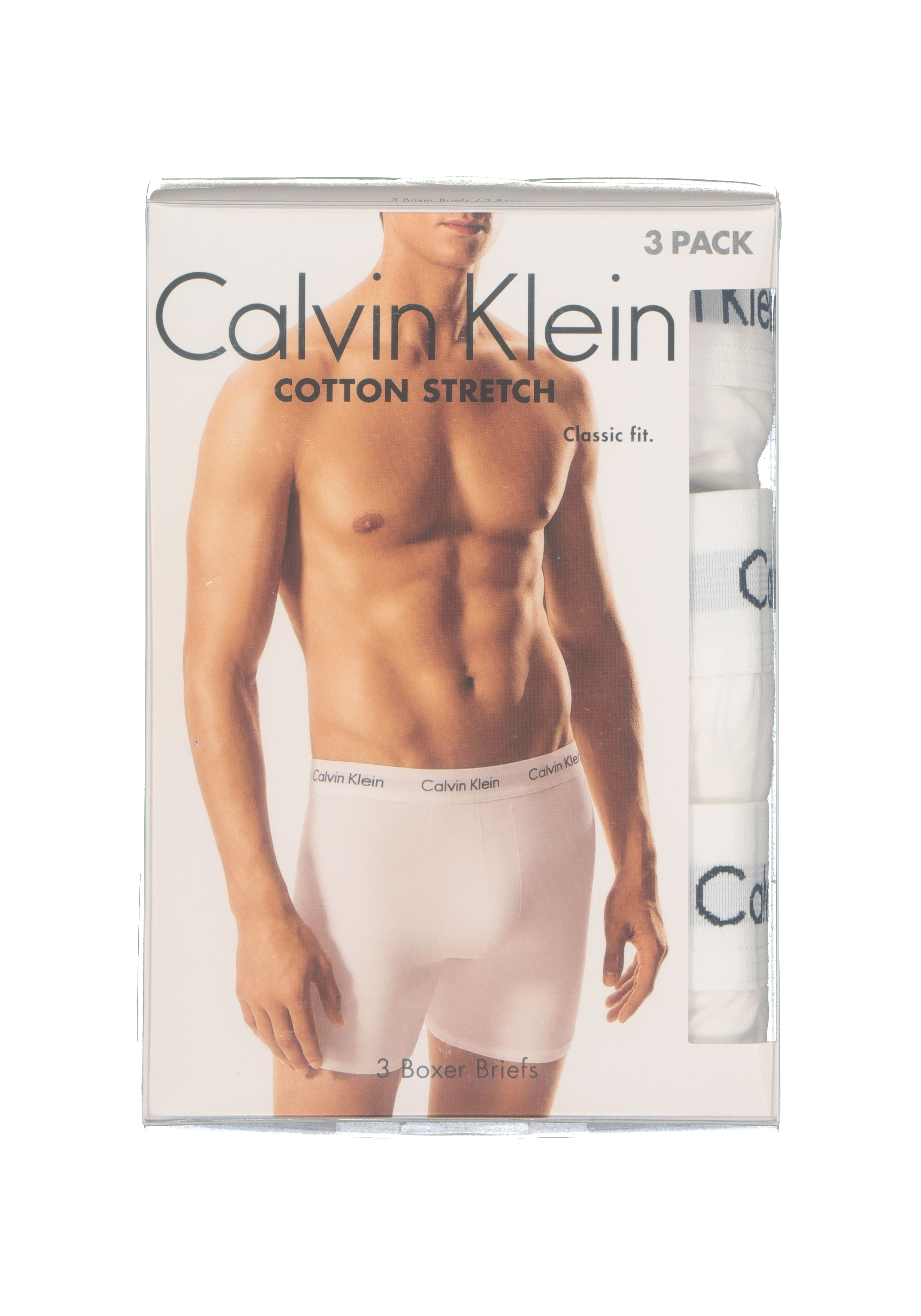 Calvin Klein Cotton Stretch boxer brief (3-pack), heren boxers extra lang, wit 