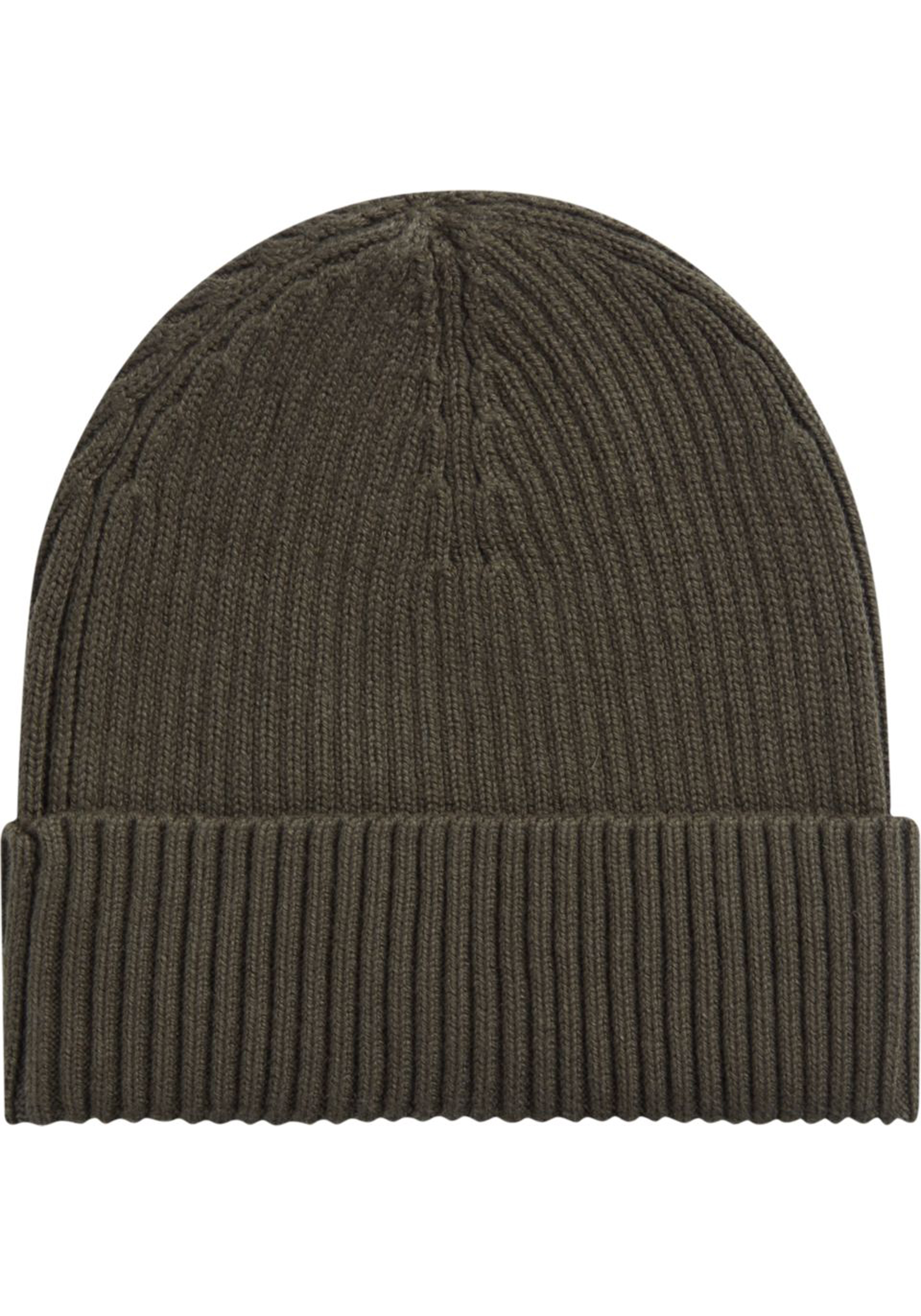 Calvin Klein muts, classic cotton rib beanie, donker olijfgroen