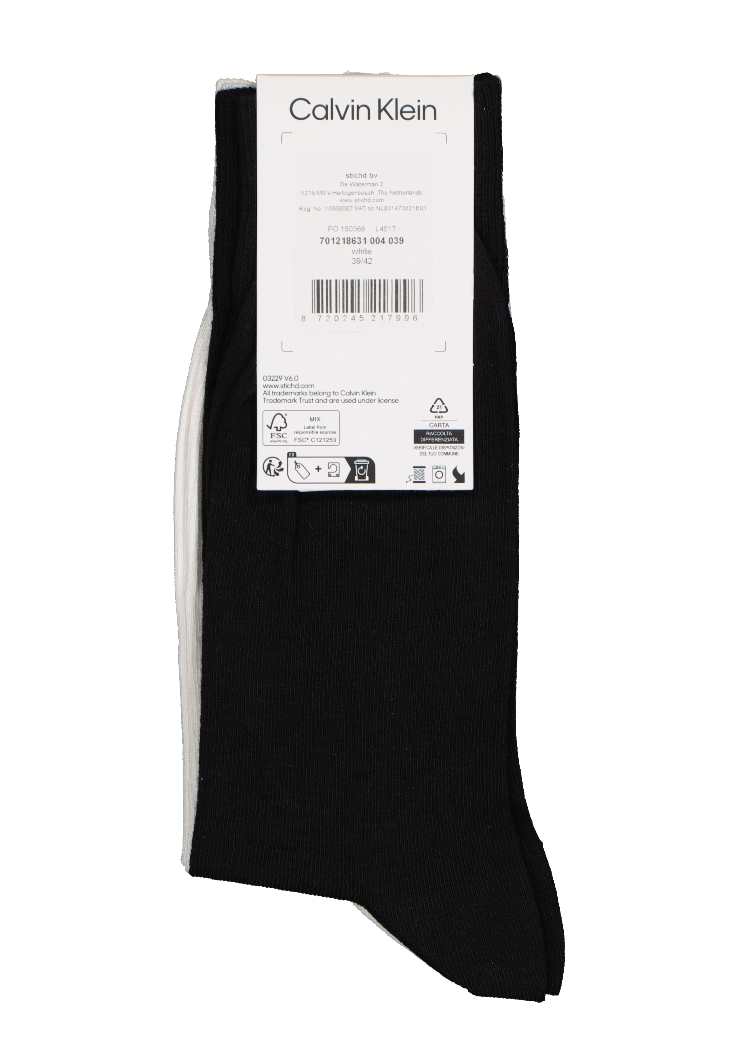 Calvin Klein Sock (2-pack), heren sokken, wit