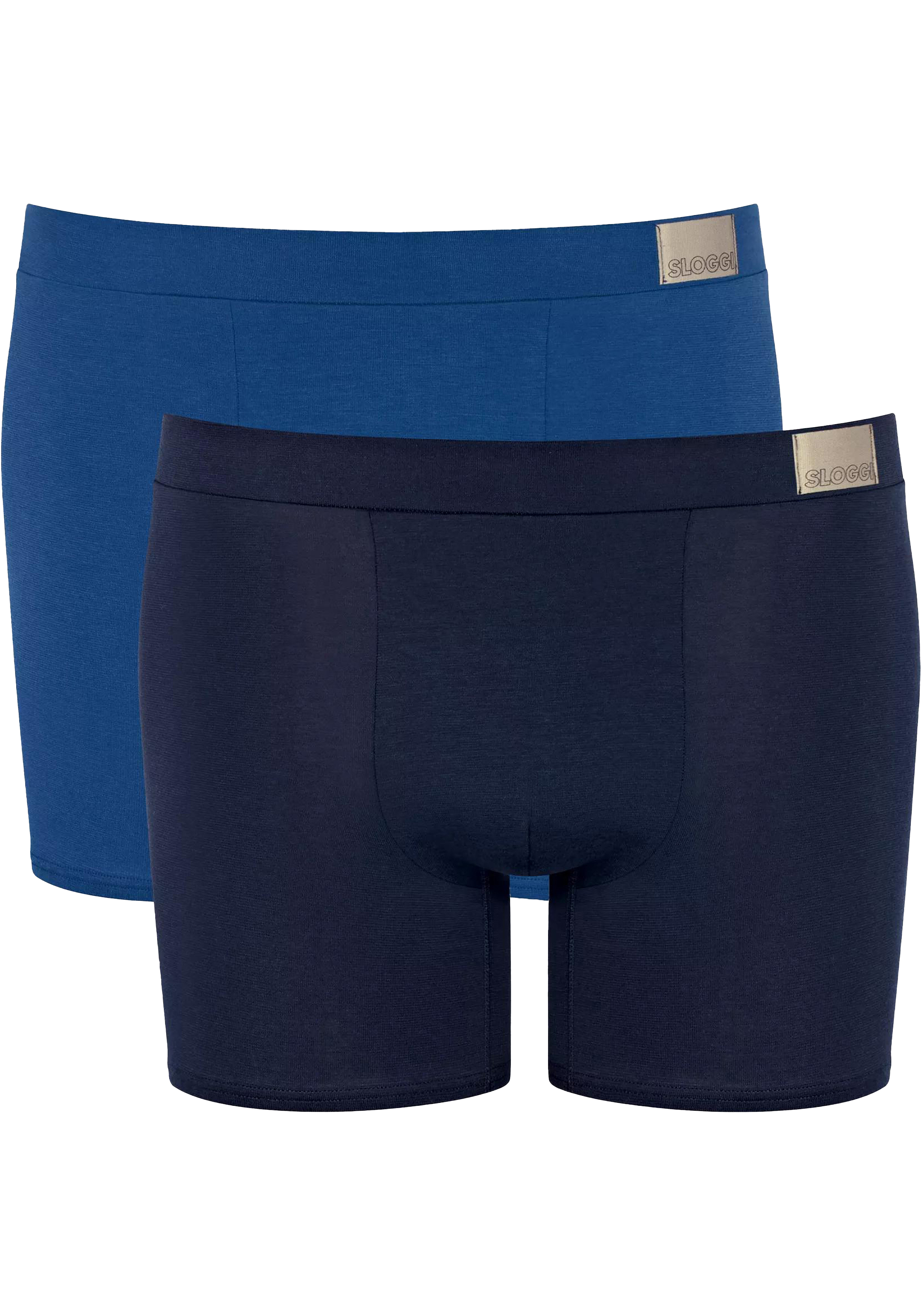 Sloggi Men GO Natural Short, heren boxershort korte pijp (2-pack), kobalt- en donkerblauw