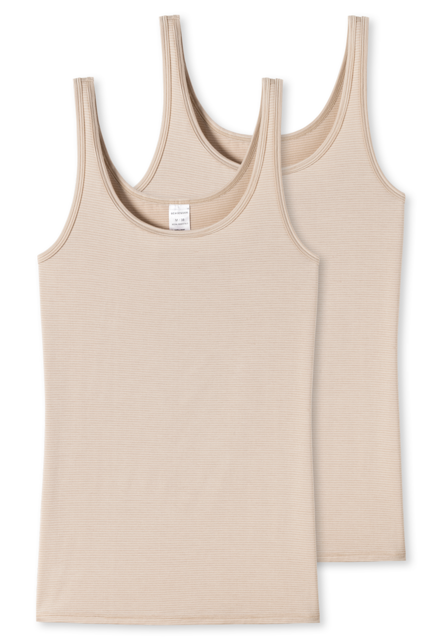 SCHIESSER Modal Essentials singlet (2-pack), dames tanktops zandkleurig