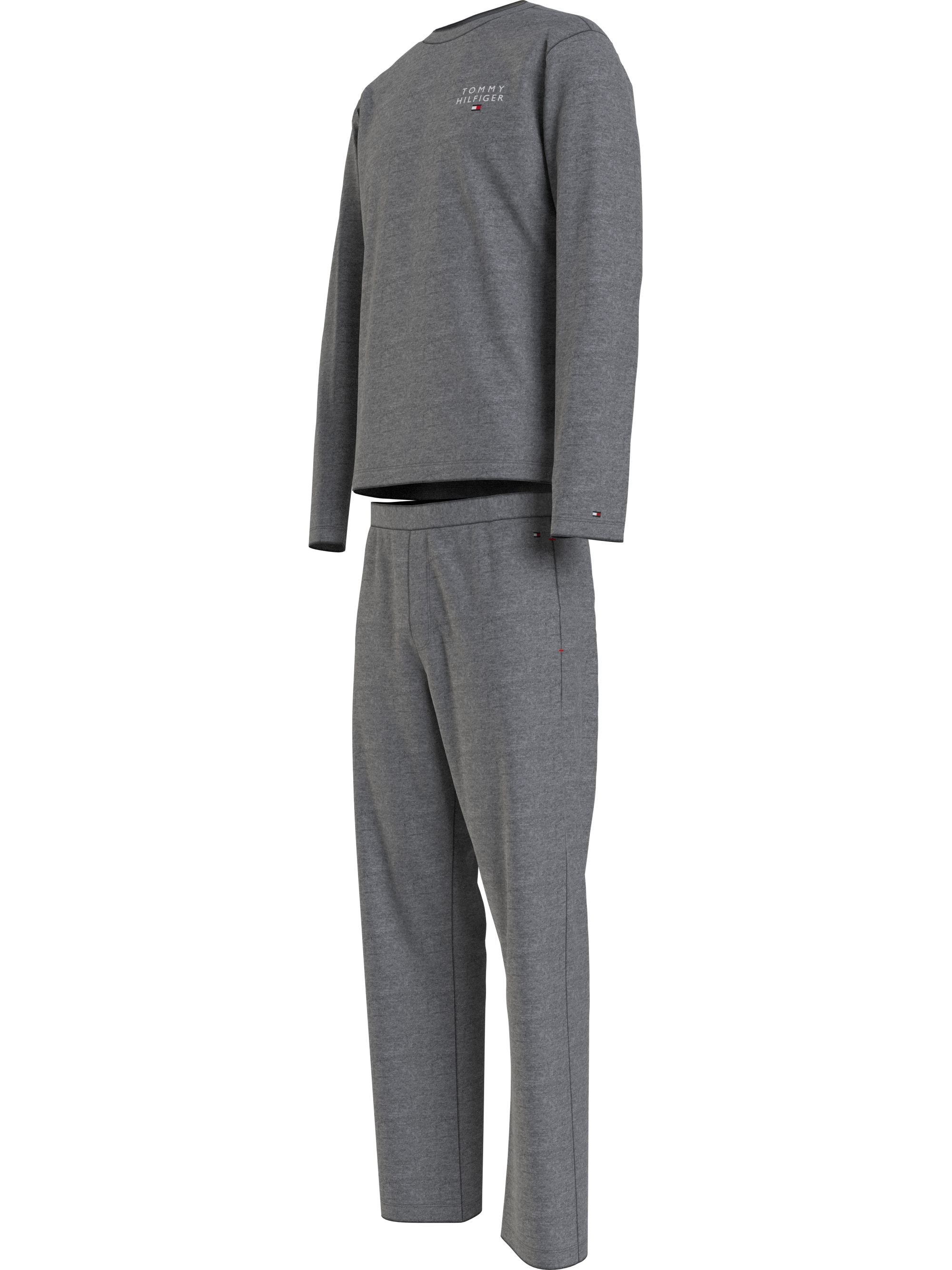 Tommy Hilfiger heren pyjama O-hals, PJ Set jersey, grijs