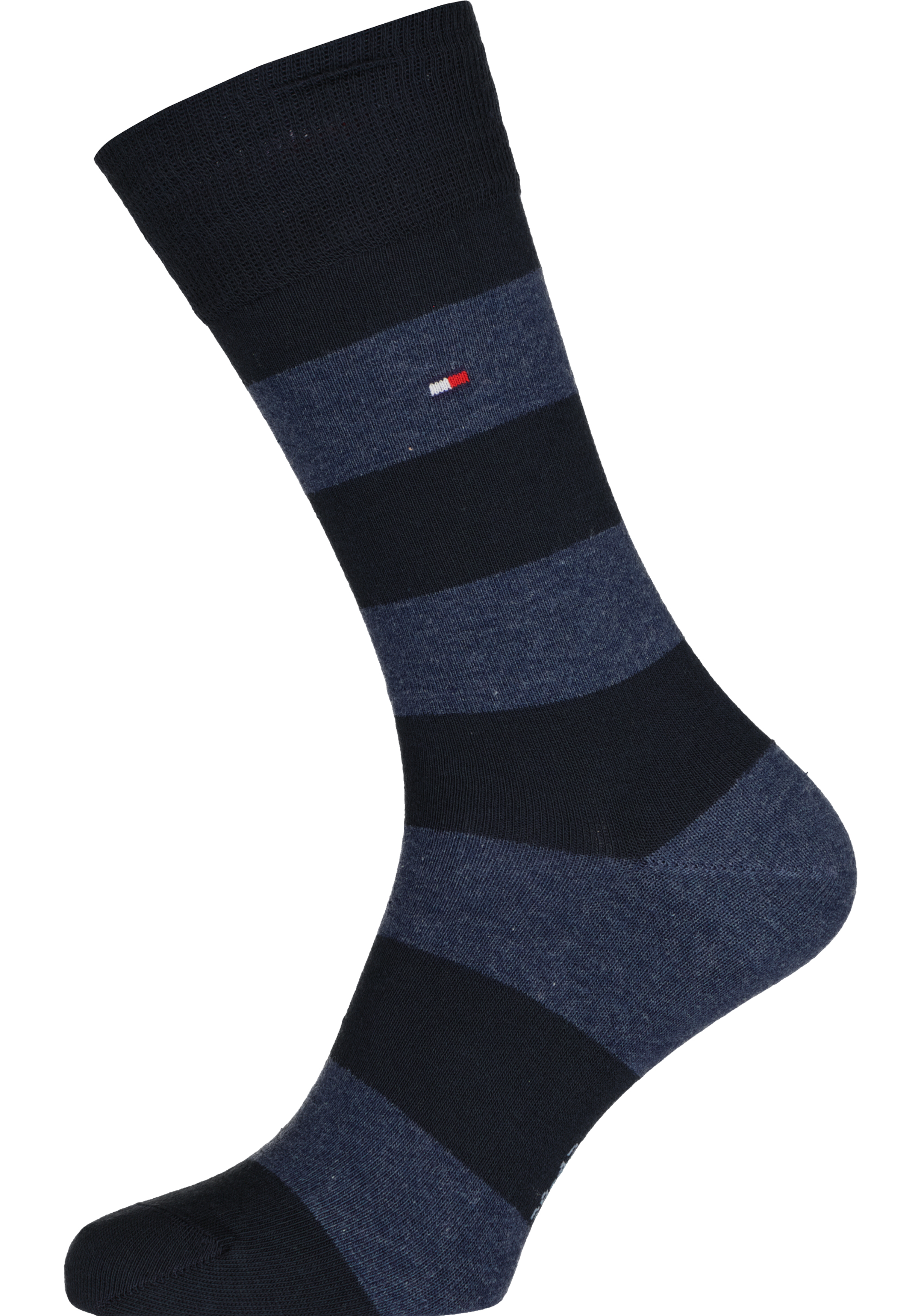 Tommy Hilfiger Rugby Stripe Socks (2-pack), herensokken katoen gestreept en uni, blauw