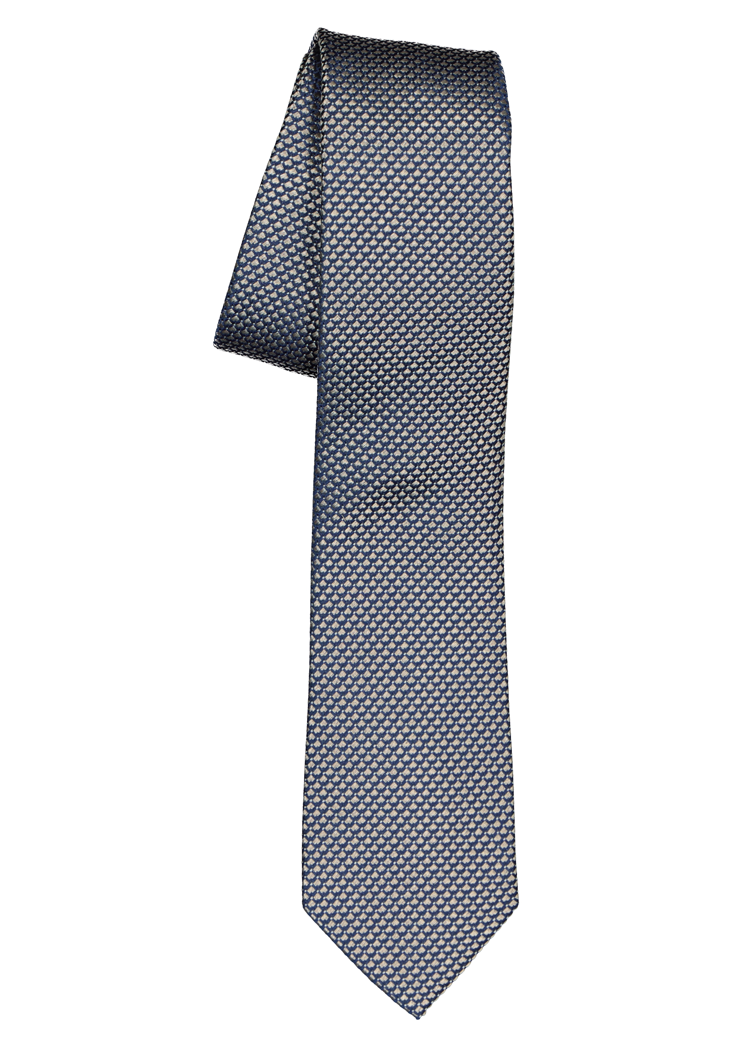 ETERNA smalle stropdas, donkerblauw met beige structuur