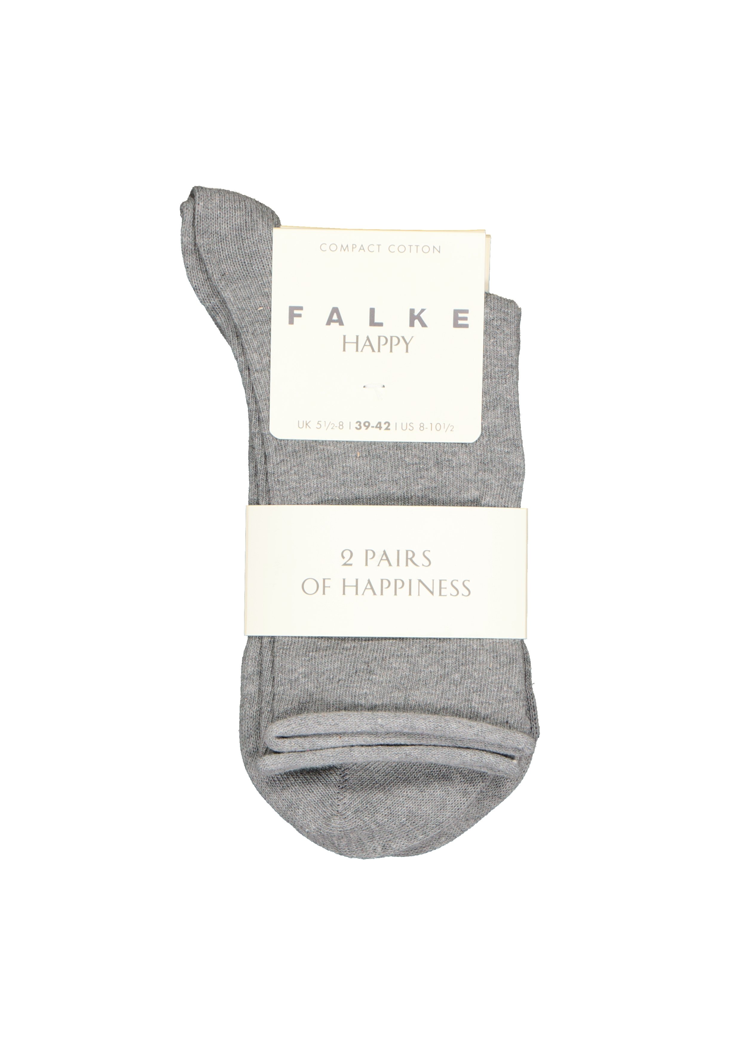 FALKE Happy damessokken (2-pack), katoen, lichtgrijs (light grey melange)