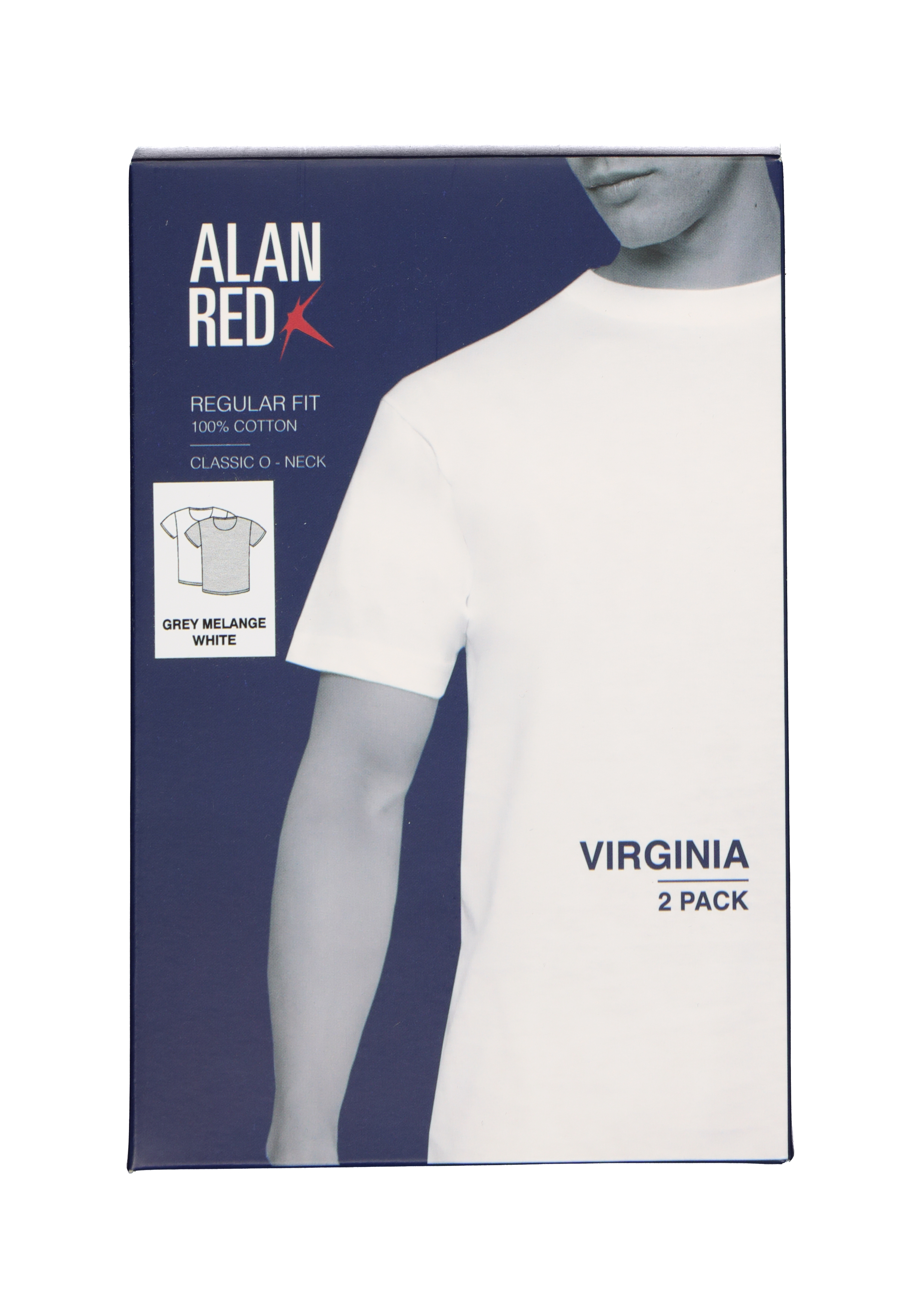 ALAN RED T-shirts Virginia (2-pack), O-hals, wit en grijs melange