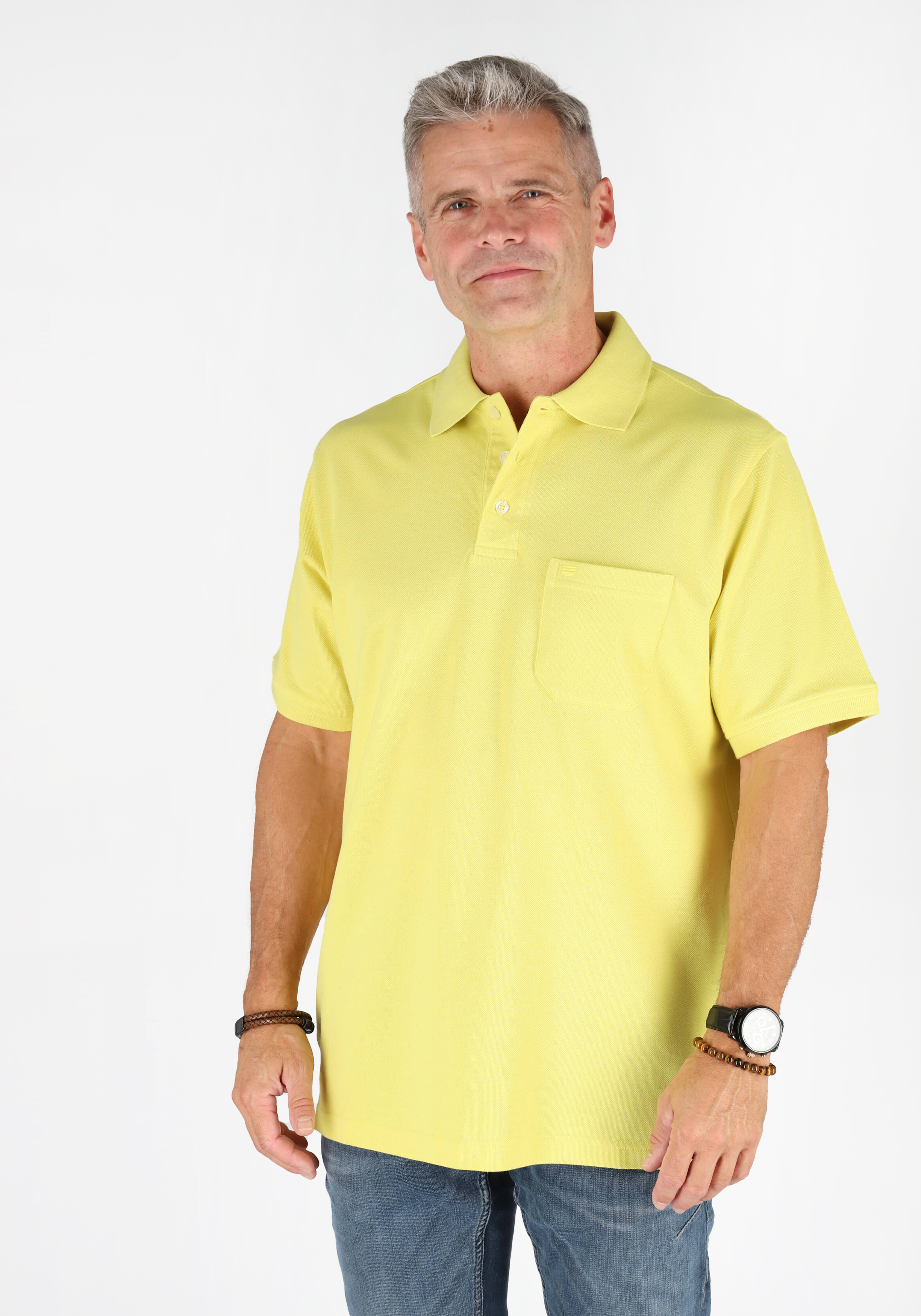 Redmond regular fit heren polo, pique, geel