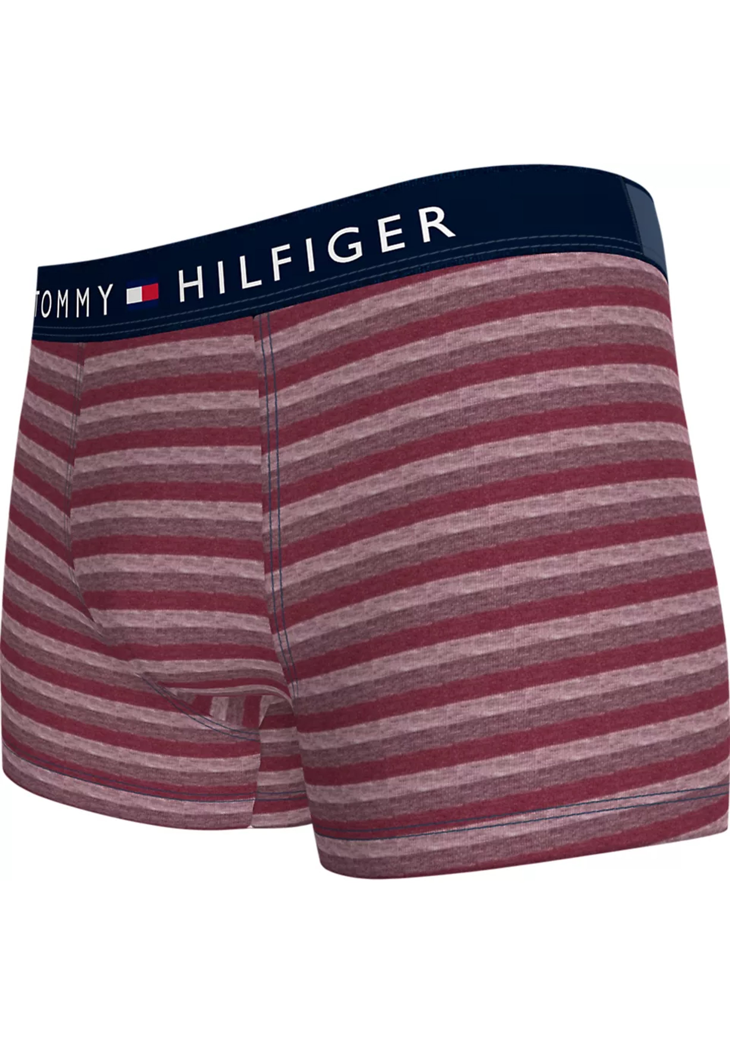 Tommy Hilfiger trunk (3-pack), heren boxers normale lengte, verschillende kleuren rood melange en gestreept